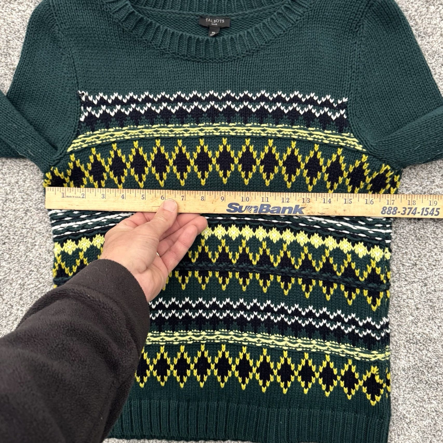 Talbots Talbots Sweater Womens Petite PM Fair Isle Preppy Academia Grandpacore Warm Pullover Long Sleeve Round Neck Green Size M / US 6-8 / IT 42-44 - 4 Thumbnail