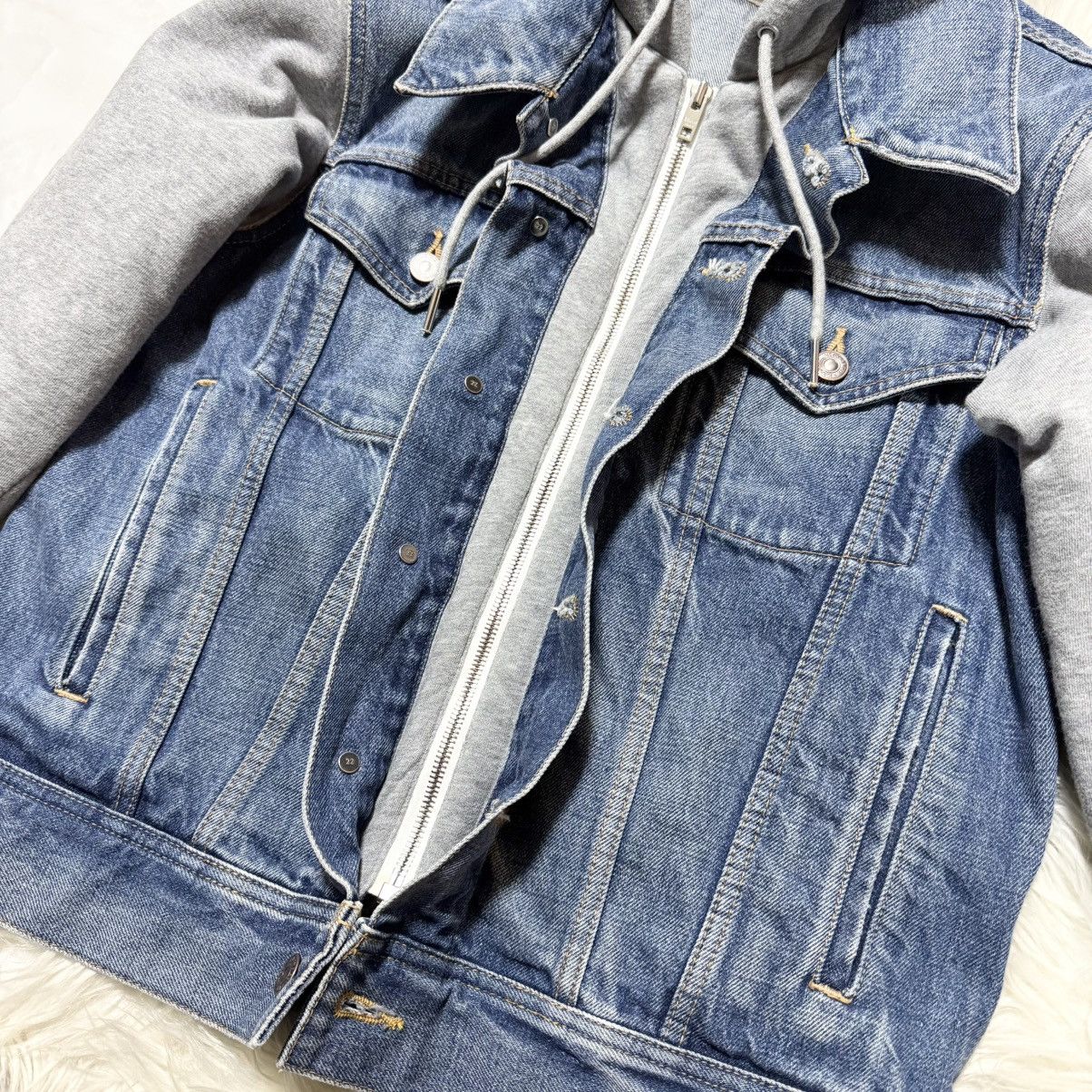 Celine Celine Union Wash Hooded Sweat Docking Trucker Denim Jacket Size XS / US 0-2 / IT 36-38 - 6 Thumbnail