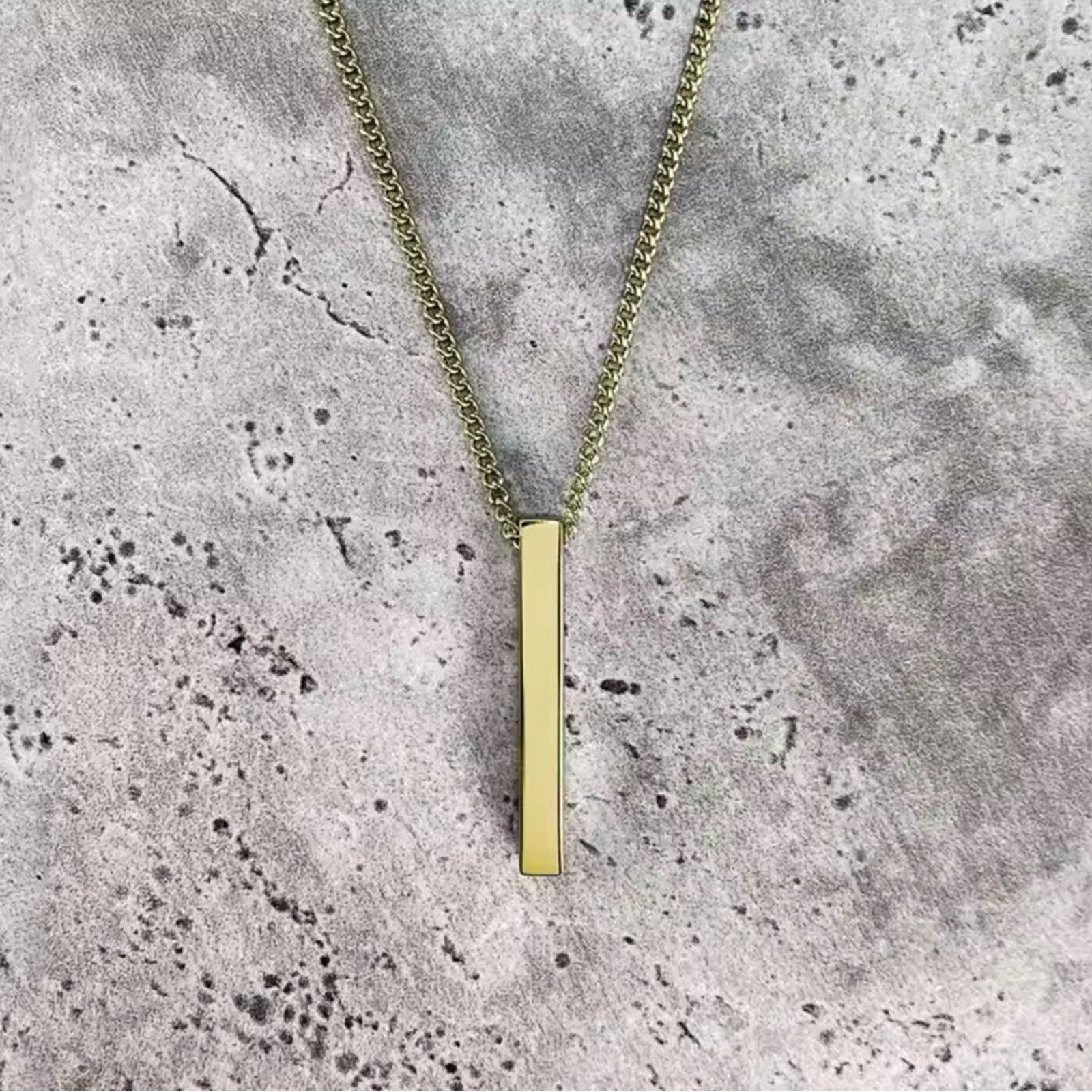Other Men’s Stainless Steel Bar Chain Necklace Silver Black 21.5” Size ONE SIZE - 2 Thumbnail