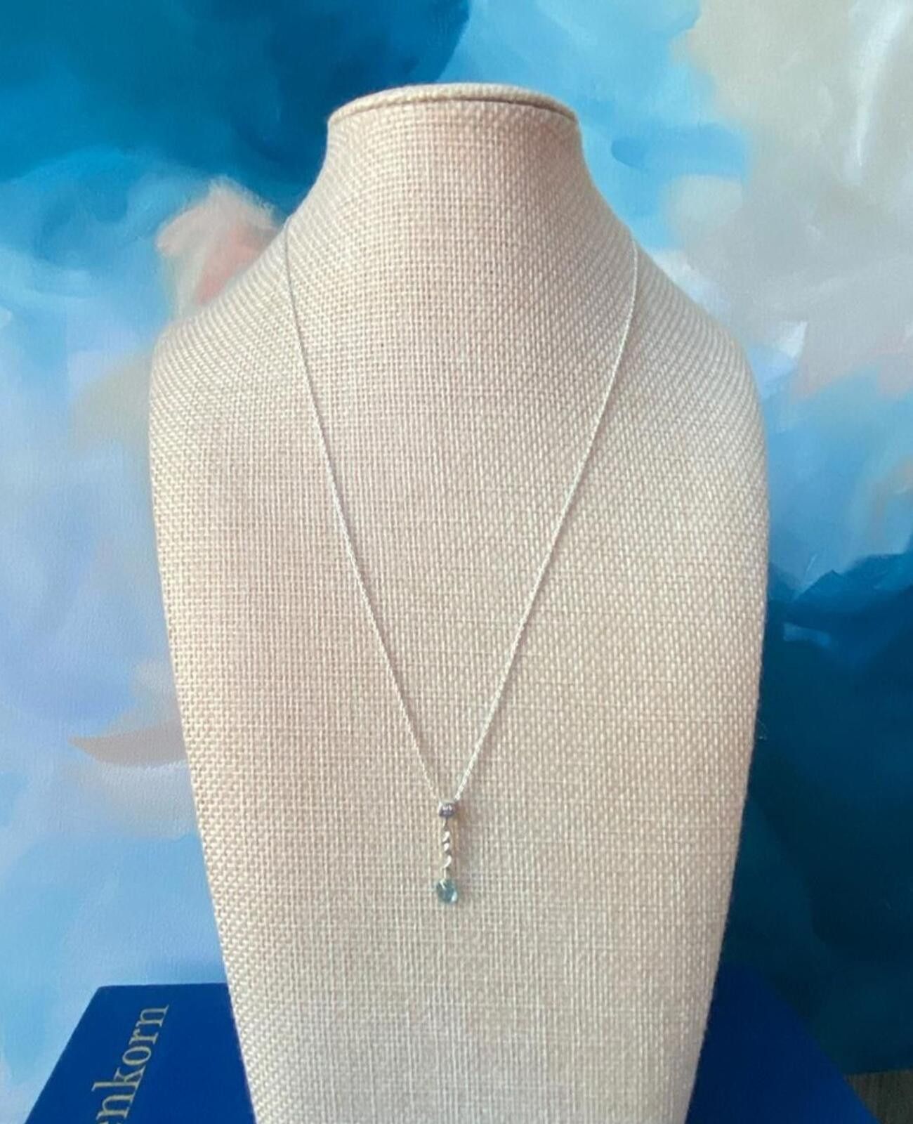 Other 925 Sterling Silver Teardrop Aquamarine Pendant Necklace Size ONE SIZE - 1 Thumbnail