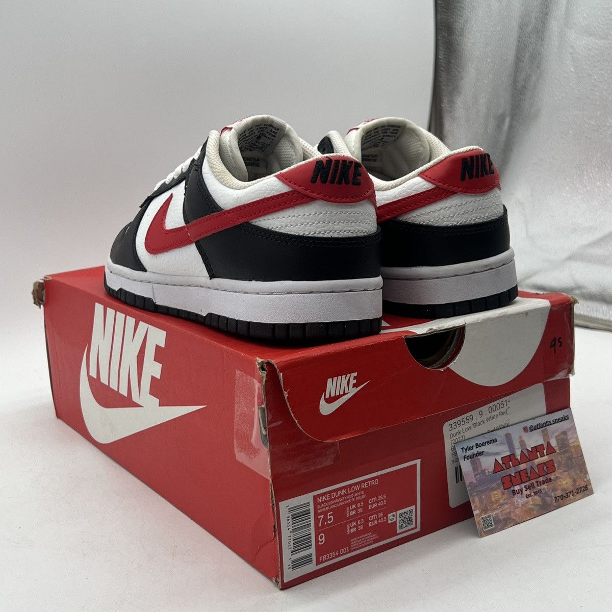 Nike Nike dunk low black white red Size US 7.5 / EU 40-41 - 4 Thumbnail