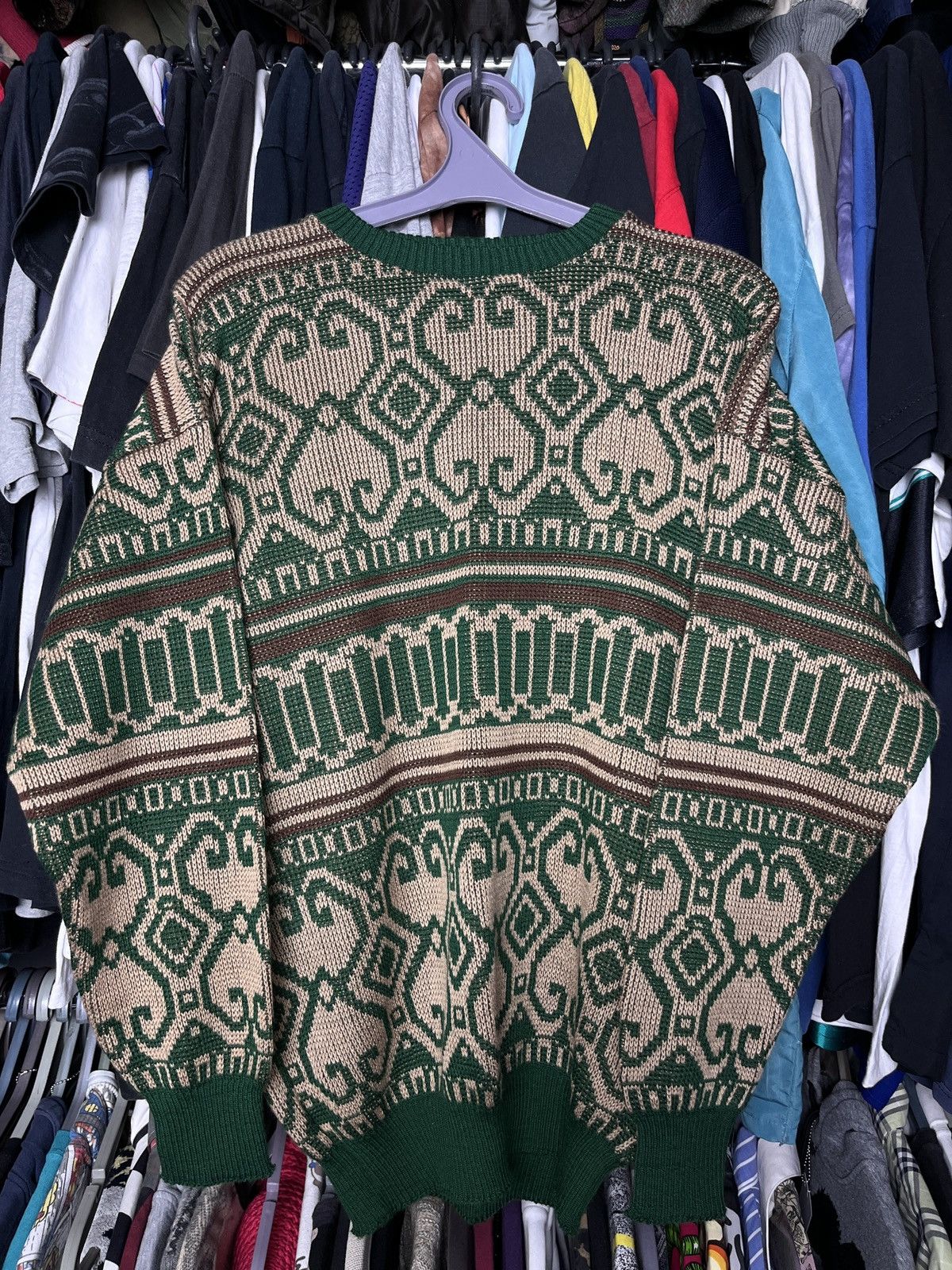 Vintage 1980s MADE IN USSR RARE VINTAGE KNITTED SWEATER - 1312 Size US L / EU 52-54 / 3 - 1 Thumbnail