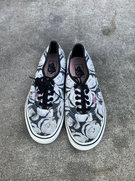 Vans with white top roses