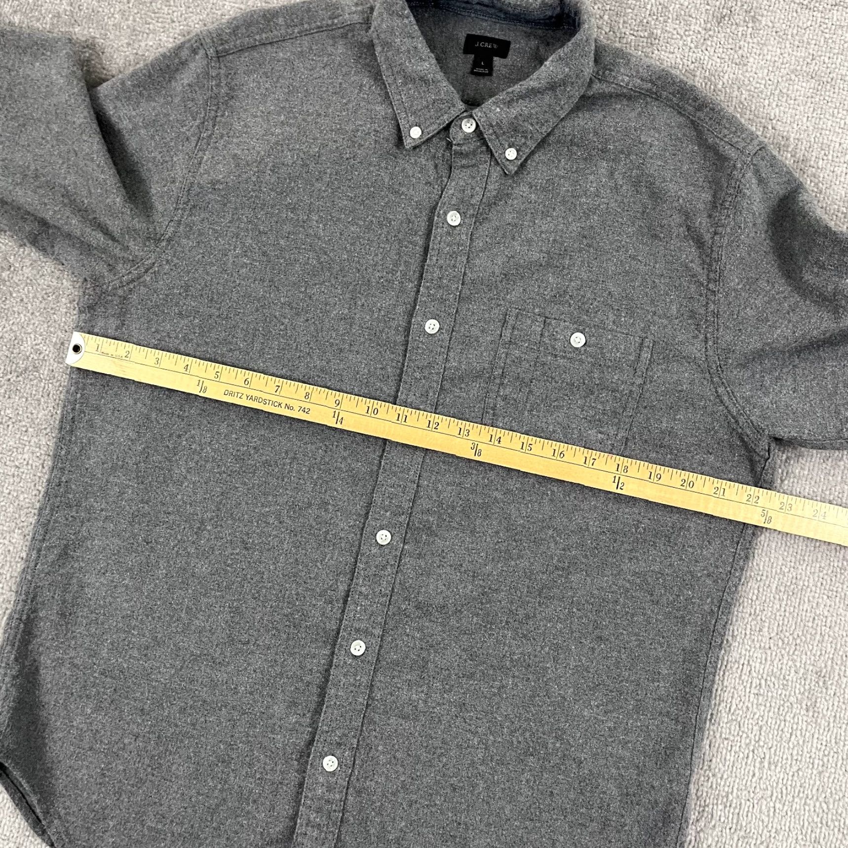 J.Crew J.CREW Button-Up Shirt Mens Large Gray Flannel Wool Blend Elbow Patch Casual Size US L / EU 52-54 / 3 - 5 Thumbnail