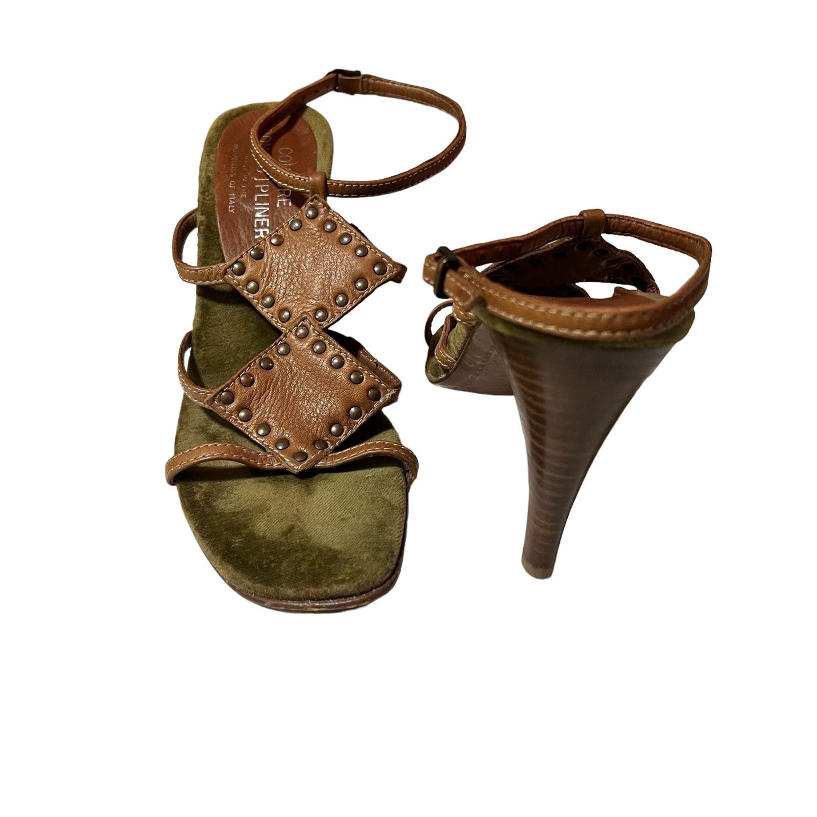 Donald Pliner Donald Pliner Devi Brown Leather 4” Heel Sandals Italy SZ 7 Size US 7 / IT 37 - 4 Thumbnail