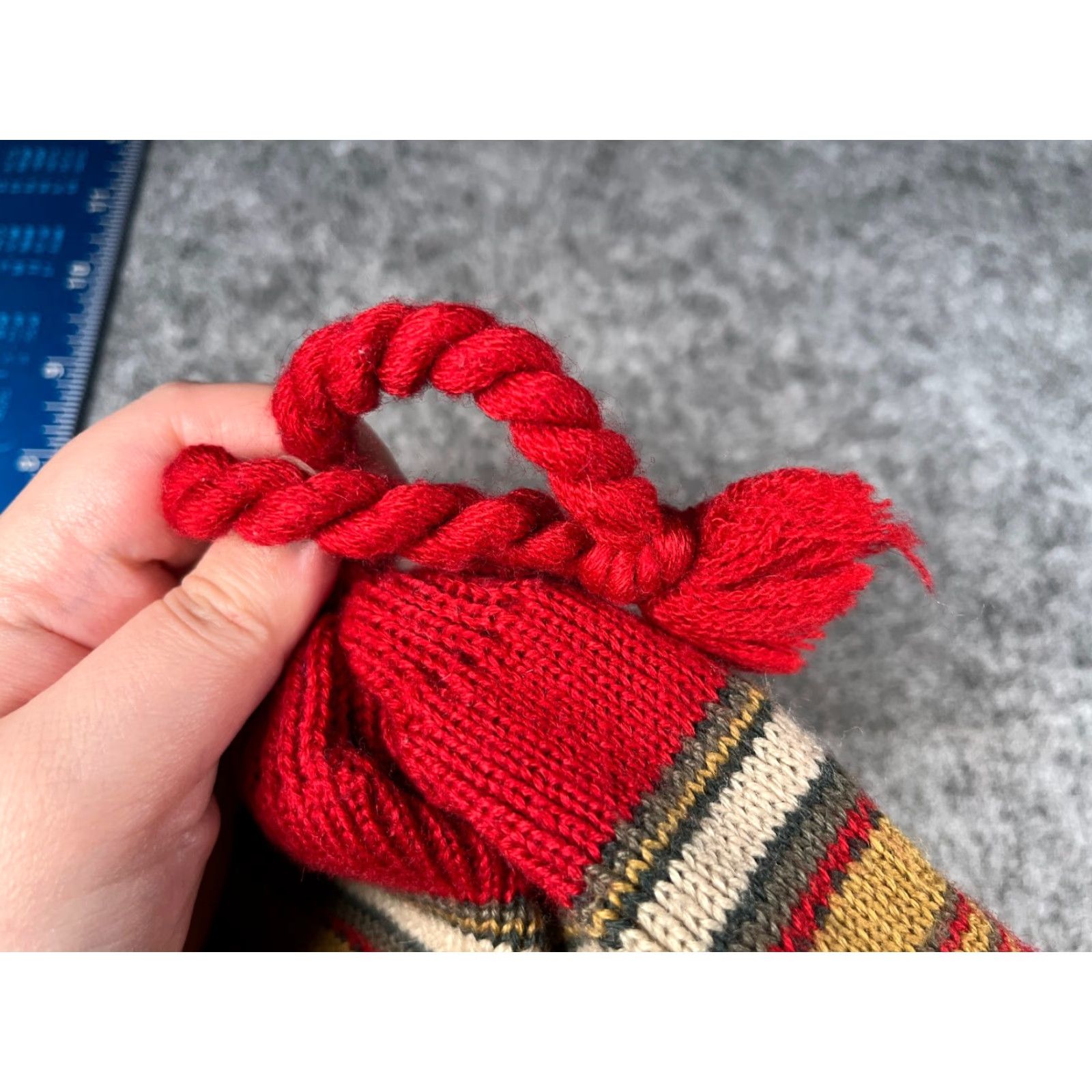 Vintage Beanie Toque Adult One Size Red Beige Stripe Knit Lined Wool Blend Tassel Hat Men Wool Knit Beanie Striped Outdoor Casual Winter 90s Size ONE SIZE - 3 Thumbnail
