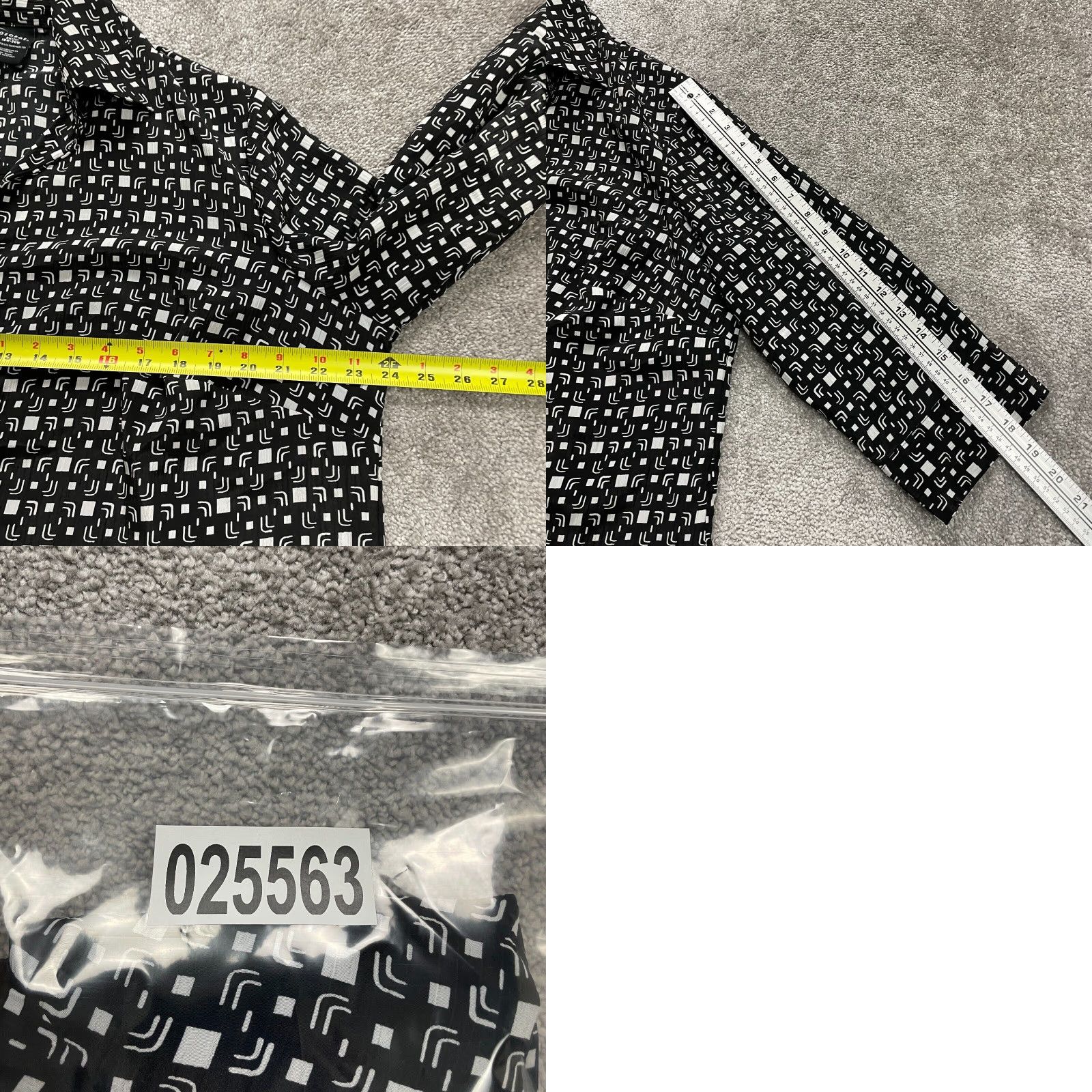 George George Button Down Shirt Womens 18/20W Black Geometric 3/4 Sleeve Size 3XL / US 20-22 - 8 Thumbnail