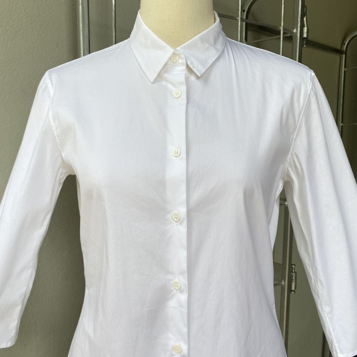 Jil Sander JIL SANDER White Collared Button-Down Blouse Size XXS / US 00 / IT 34 - 11 Thumbnail