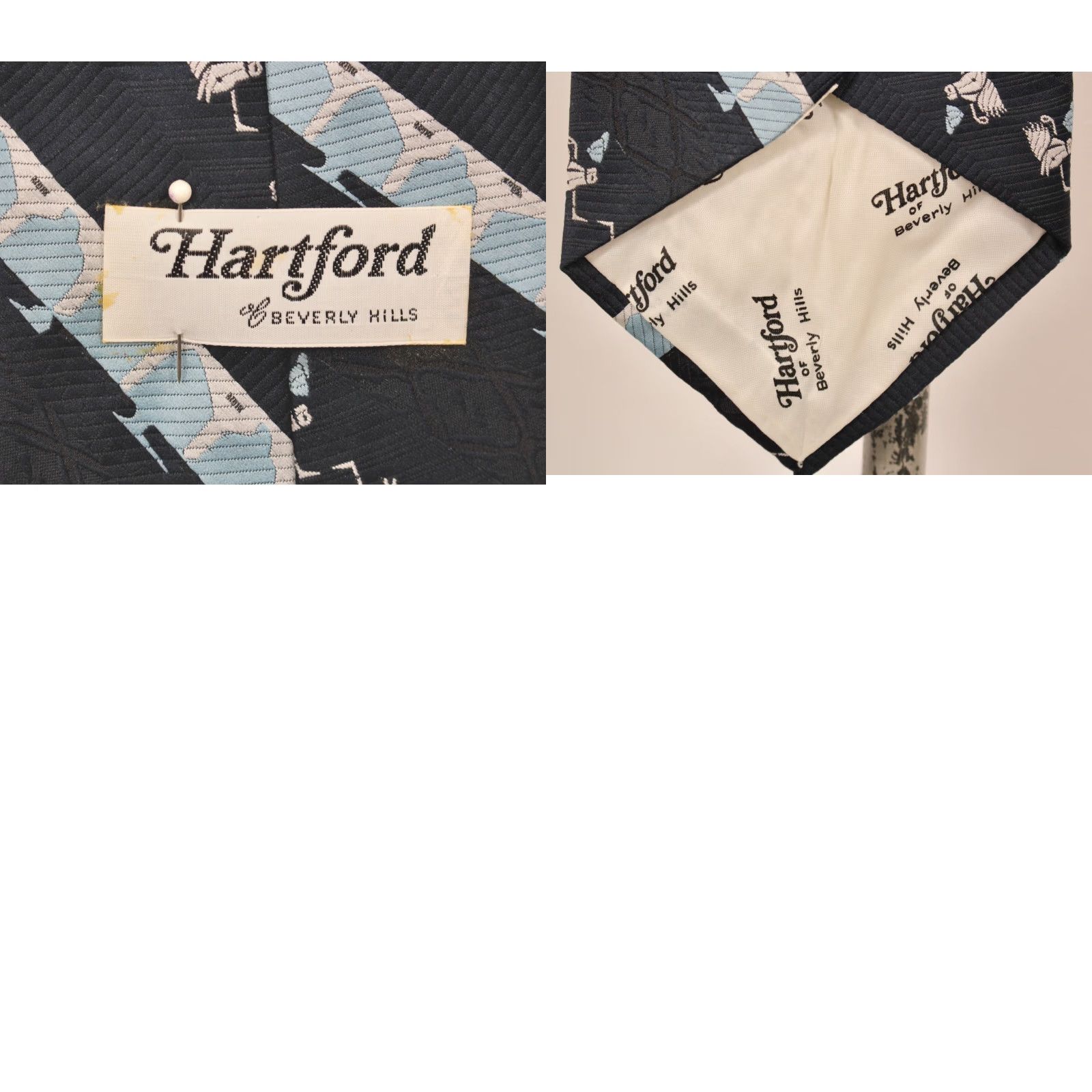 Hartford VTG Hartford 70s Tie Neck Tie Men Blue Horse Abstract Striped Long 55" Nylon NOS Modern Size ONE SIZE - 8 Thumbnail