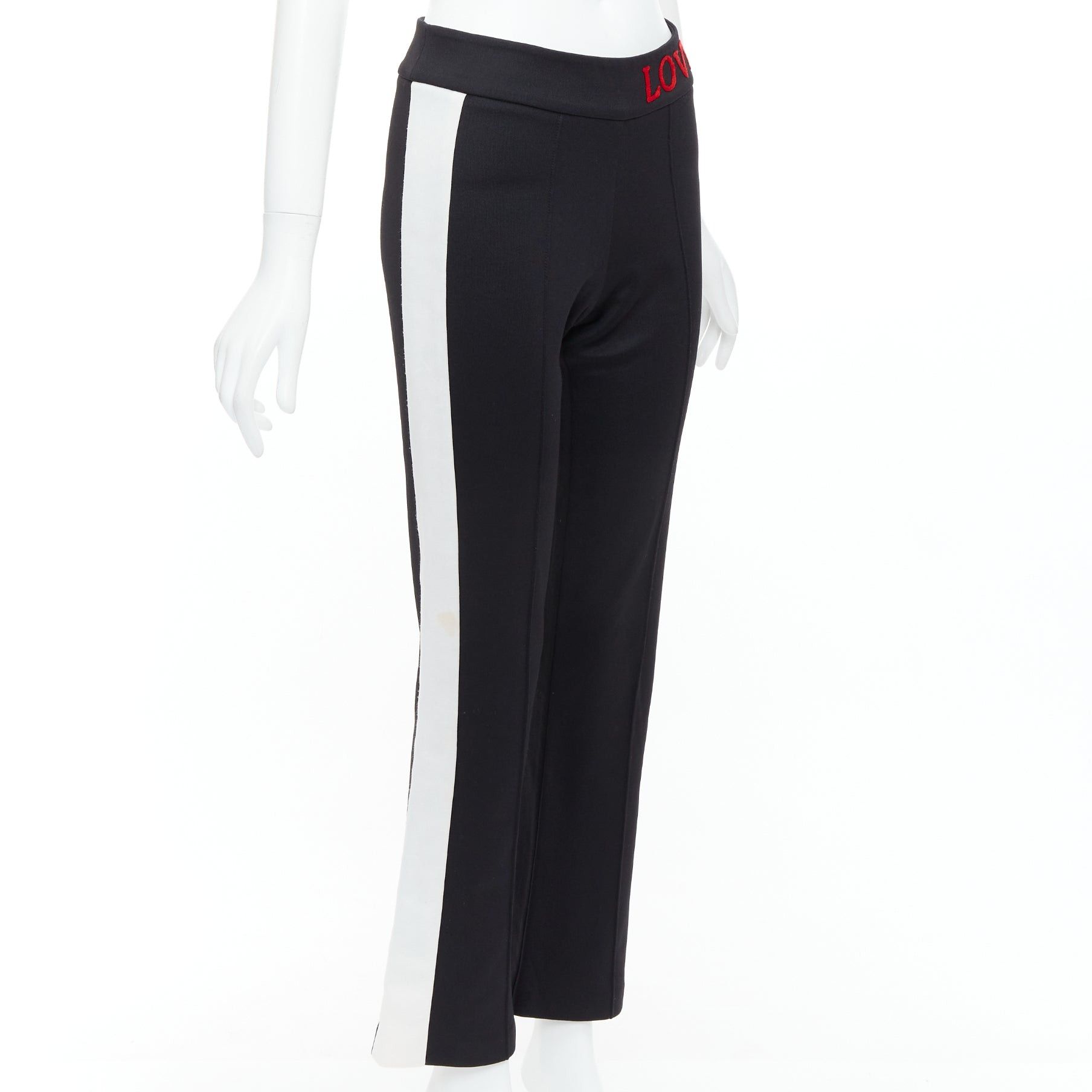 Gucci GUCCI LOVED red embroidered black piped flare track pants Size 26" / US 2 / IT 38 - 1 Thumbnail