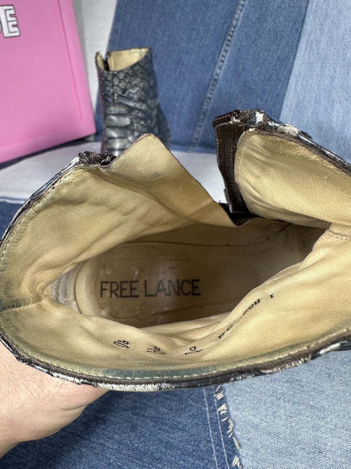 Other Free Lance Heels Ankle Boots Exotic Leather Snake Cowboy Size US 8 / IT 38 - 14 Thumbnail