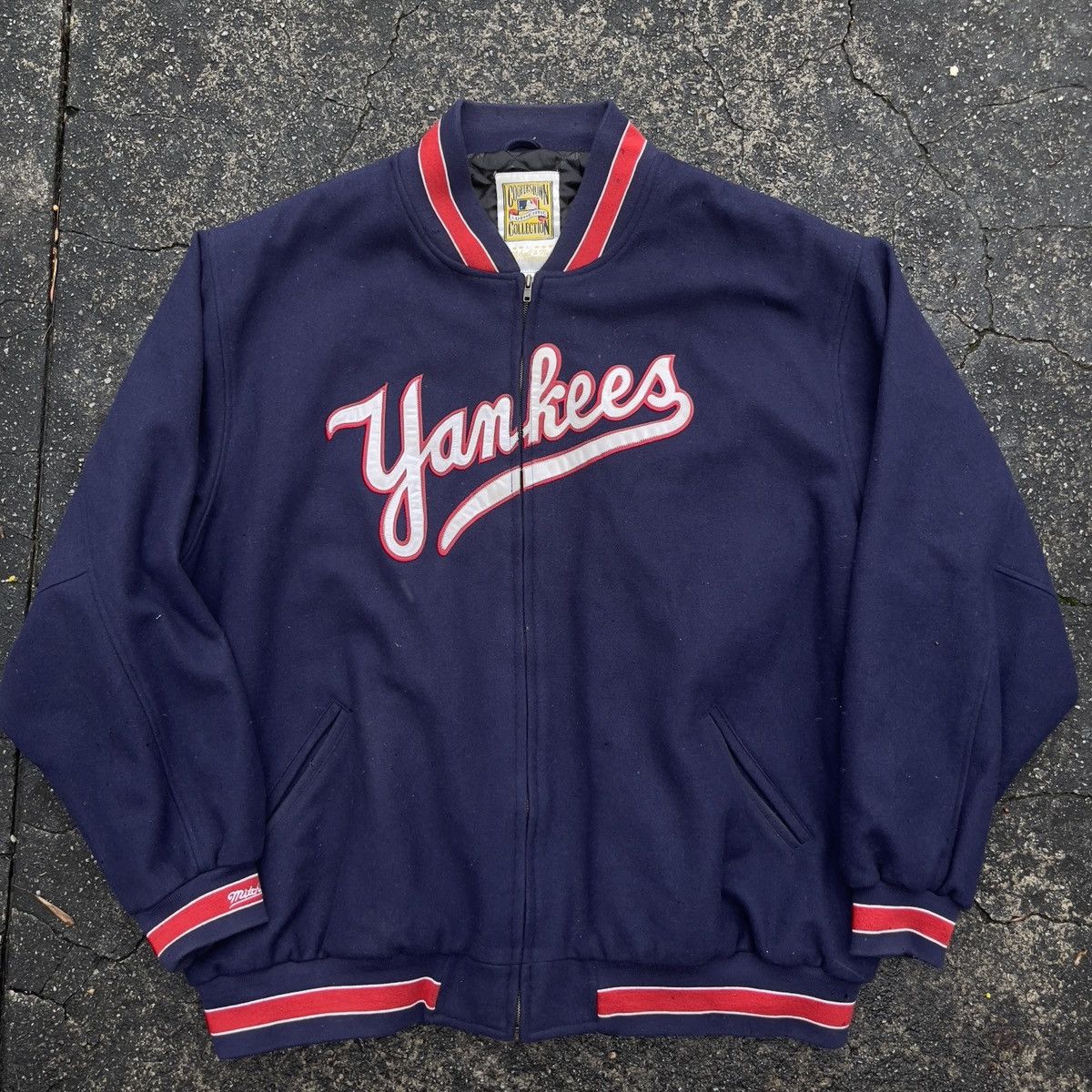 image of Cooperstown Collection x Mitchell Ness Vintage Mitchell & Ness 1951 Yankees Wool Zip Up Jacket in N