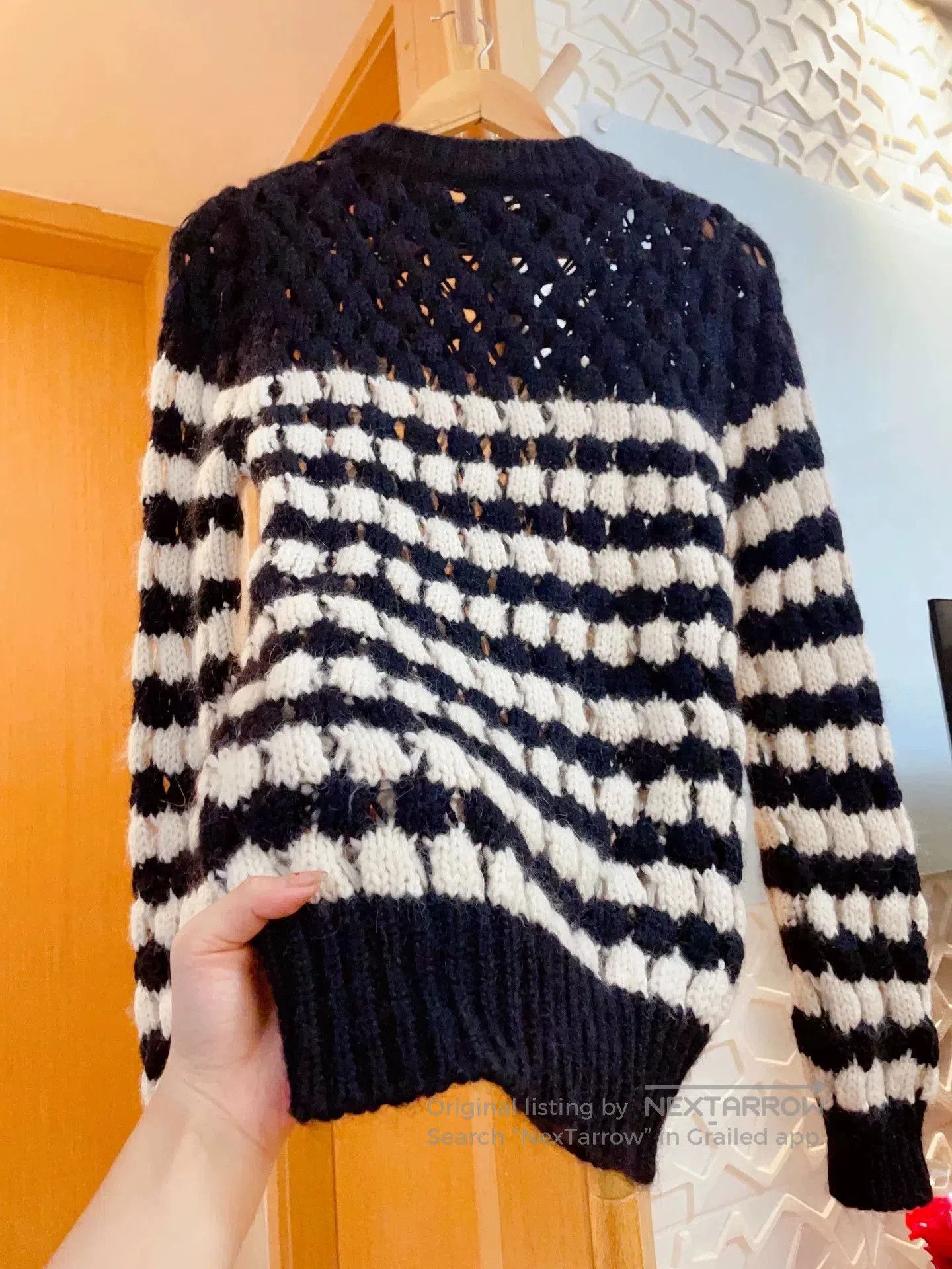 Saint Laurent Paris Saint Laurent Black White Striped Openwork Knit. Size S / US 4 / IT 40 - 6 Thumbnail