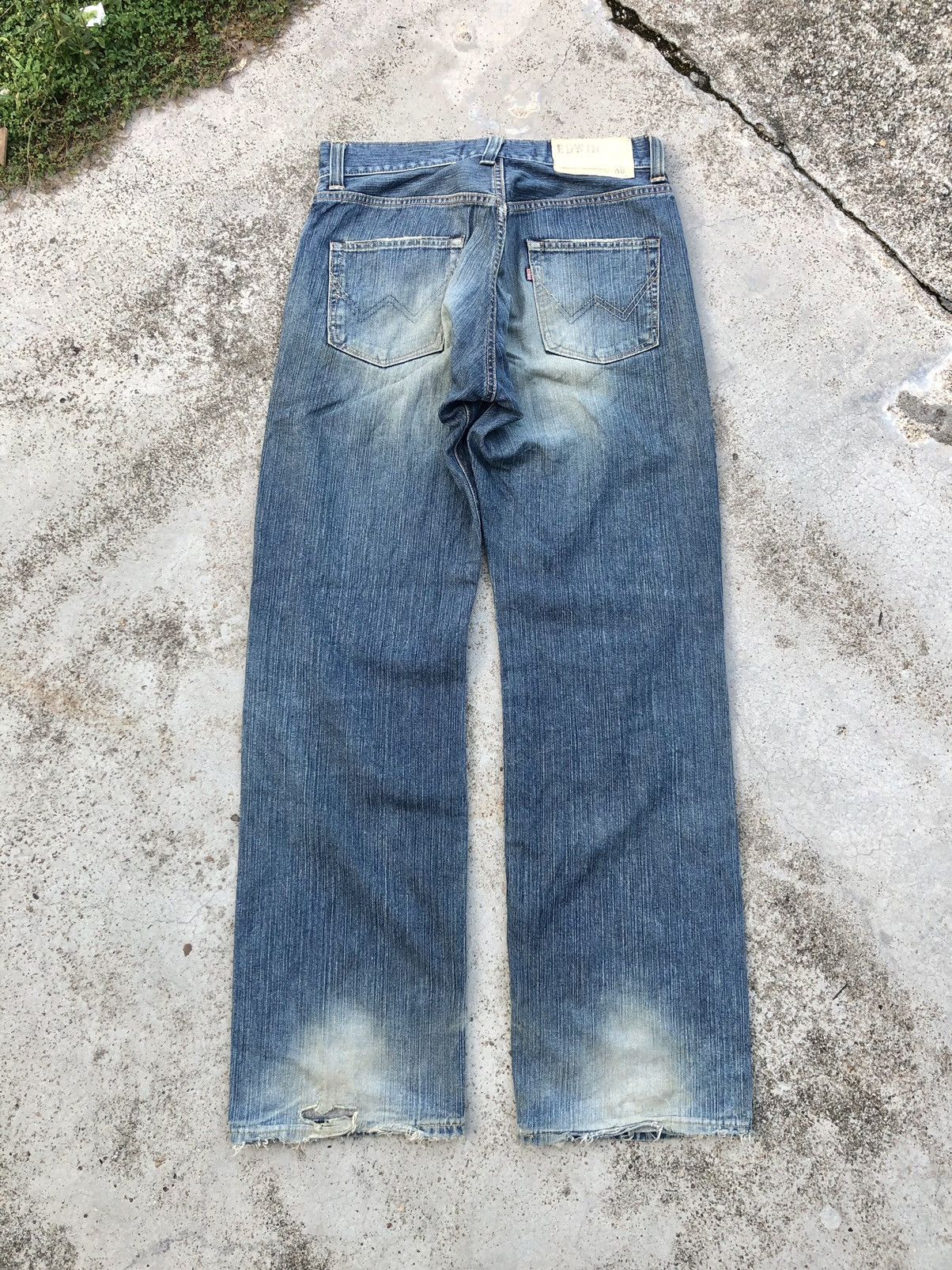 Edwin WIDE LEG⚡️⚡️EDWIN WASHED BLUE DISTRESSED DENIM Size US 31 - 7 Thumbnail