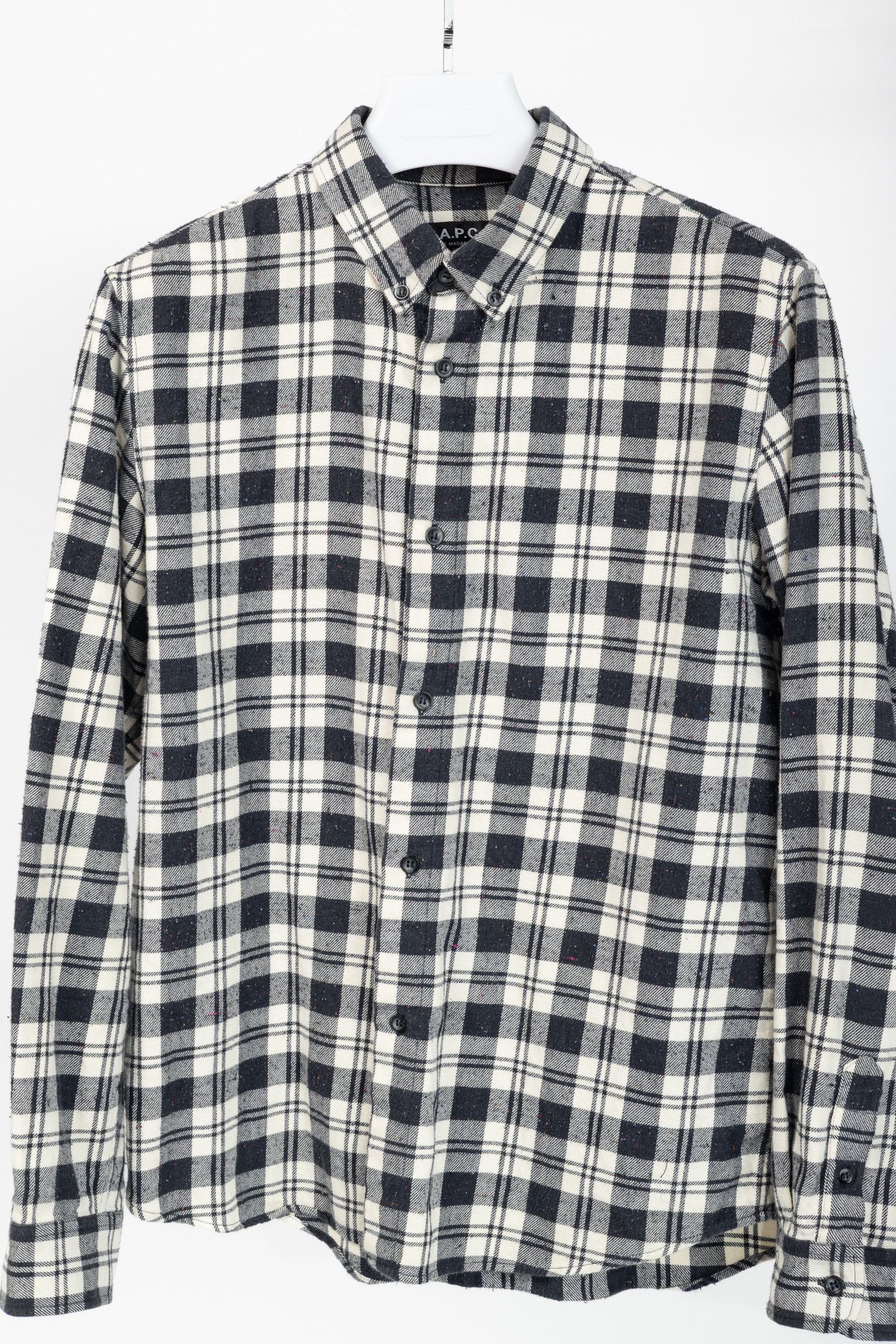 A.P.C. A.P.C. Navy & White Plaid-Flannel Buttoned Shirt Size US M / EU 48-50 / 2 - 3 Thumbnail