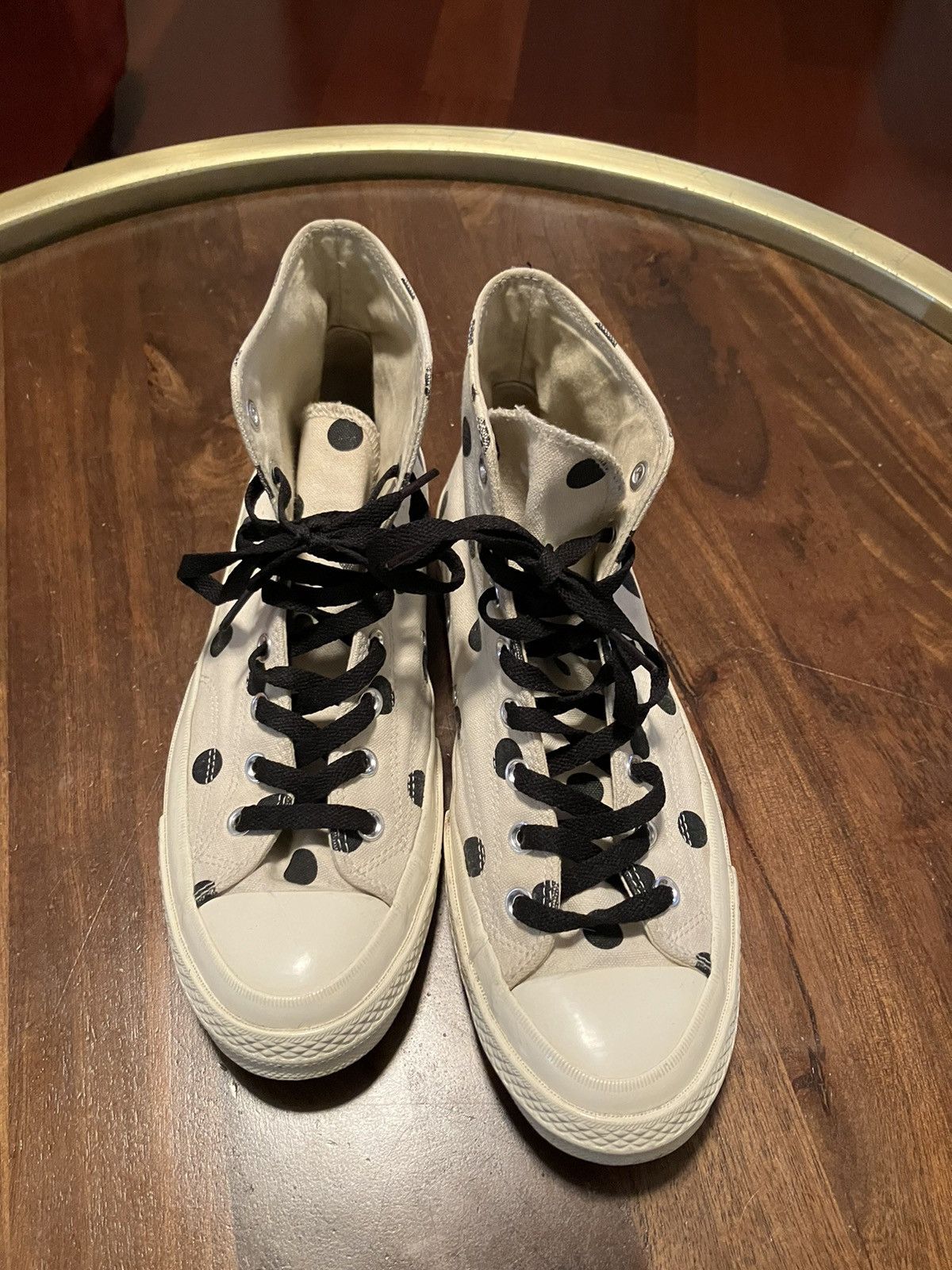 image of Size 10 - Converse Chuck Taylor 70 High X Comme Des Garcons Shoes in Black/White Polka Dot, Men's