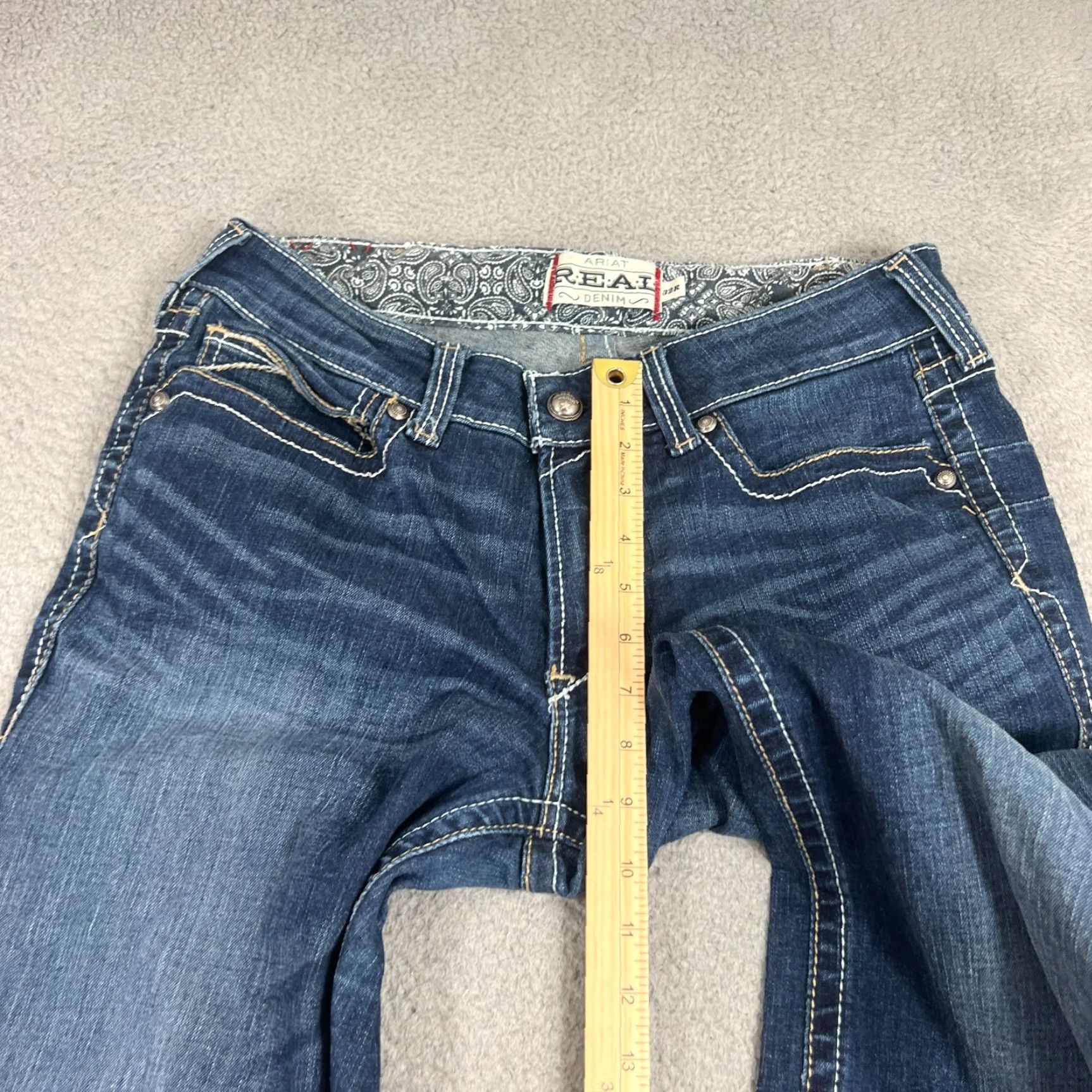 Ariat Ariat Jeans Womens Real Denim Bootcut 32R 34 x 32 Blue Embroidered Size 24" / US 00 / IT 34 - 4 Thumbnail