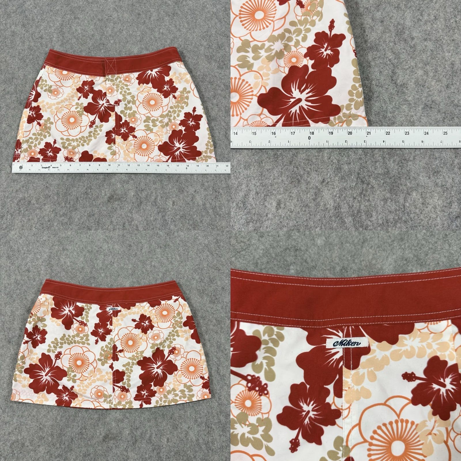 Vintage Miken Floral Print Swim Cover-up Two-Sides Skirt Juniors Fits Size Waist 32" Red Size 42" / US 20 - 10 Thumbnail