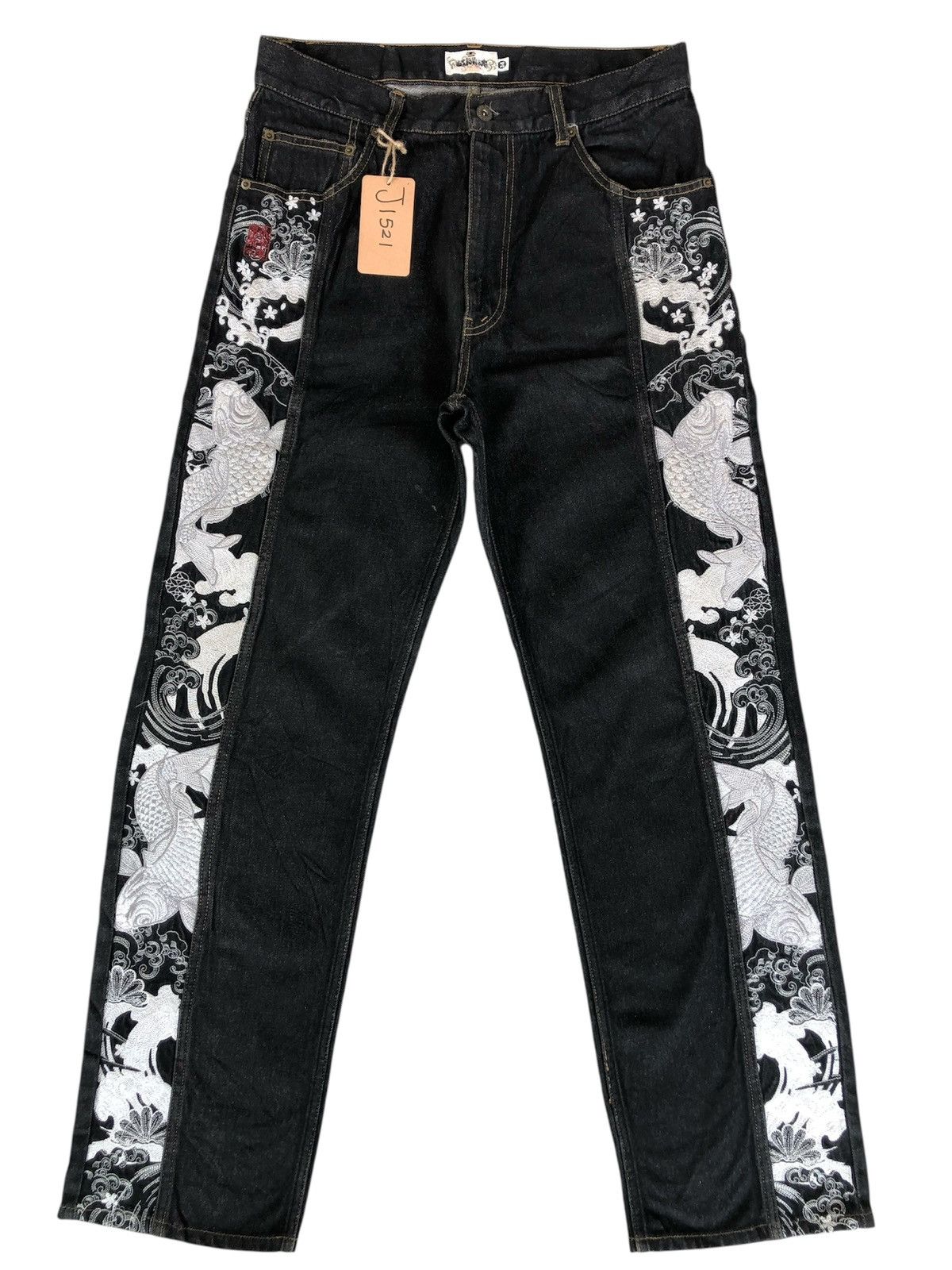 Karakuri Tamashii Karakuri Tamashii Embroidered Jeans Distressed Jeans Size US 33 - 1 Thumbnail