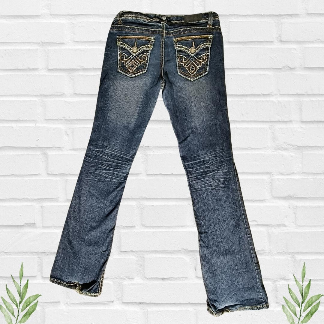 Designer Soundgirl Women's Distress Blue Embellished Jeans Size 9 Size 28" / US 6 / IT 42 - 3 Thumbnail