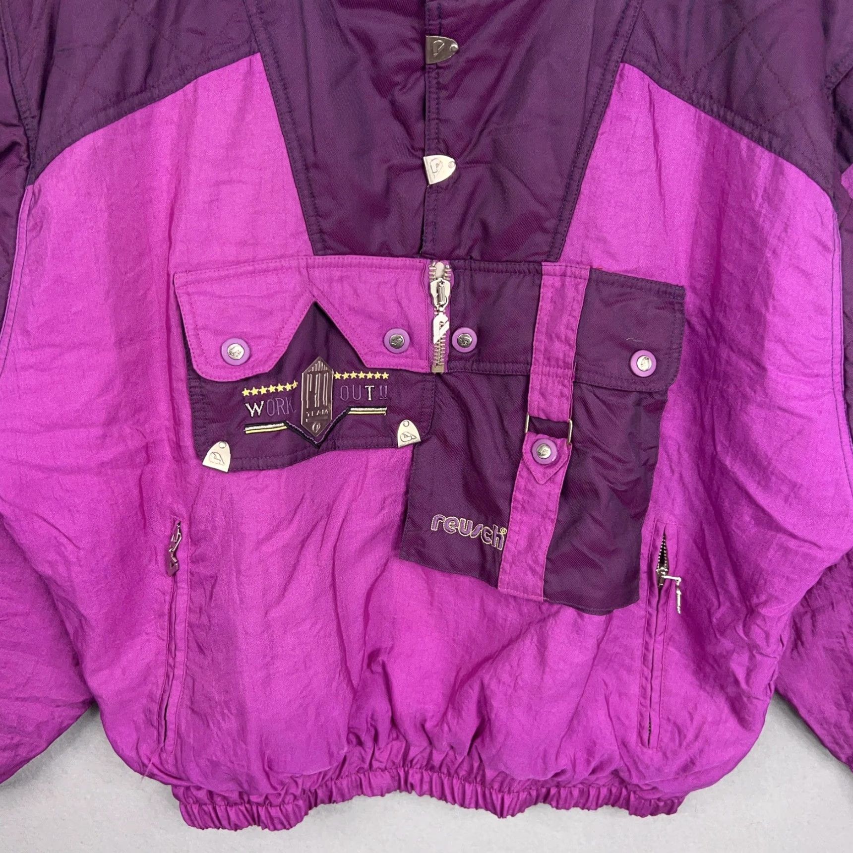 Vintage VINTAGE Reusch Jacket Mens L Purple Magenta 90s Pro-Team Workout Ski Bomber Zip Wind-Resistant Pockets Mens Size US L / EU 52-54 / 3 - 3 Thumbnail
