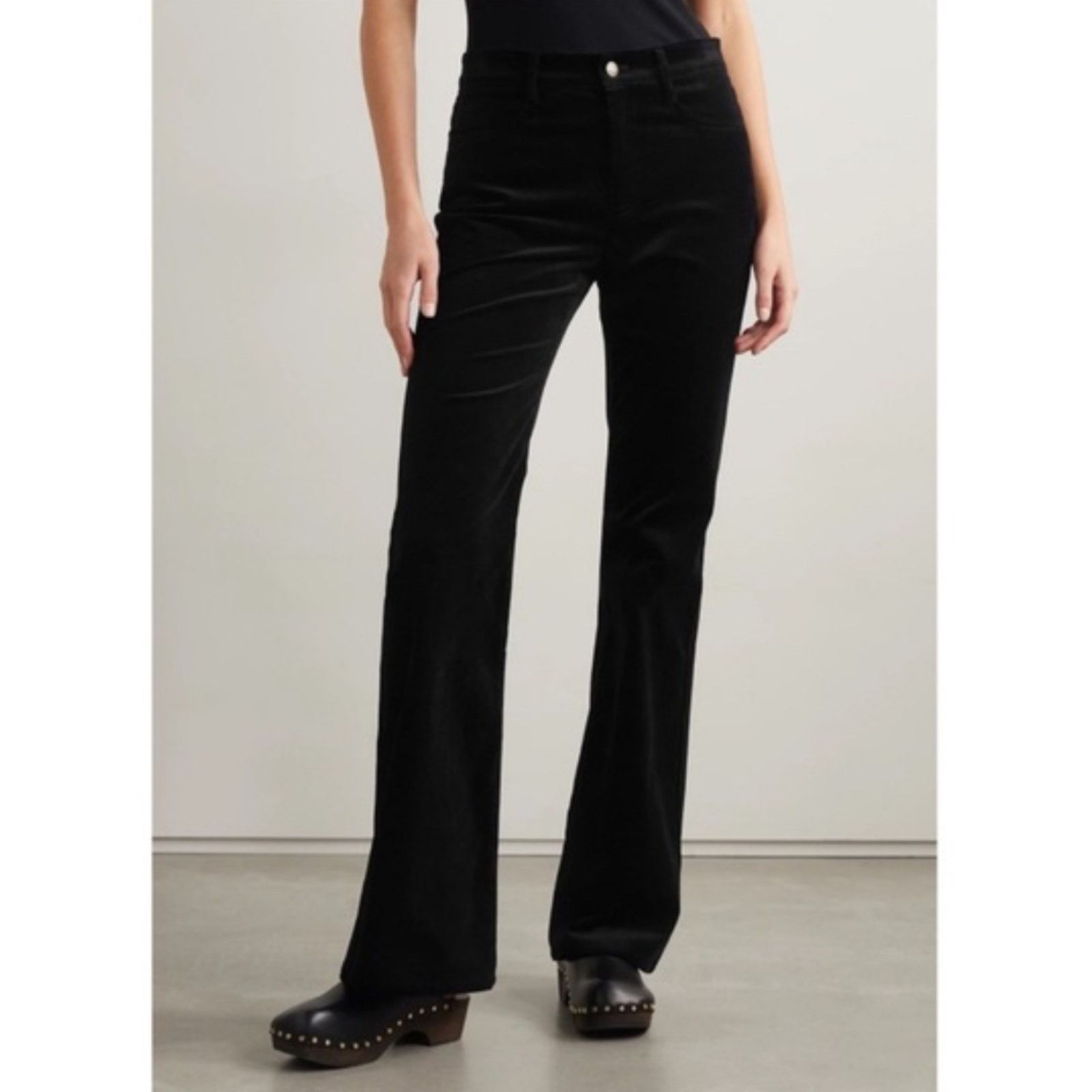 Nili Lotan Nili Lotan Velvet Jeans Black High Rise Straight Leg Size 6 Size 28" / US 6 / IT 42 - 1 Thumbnail
