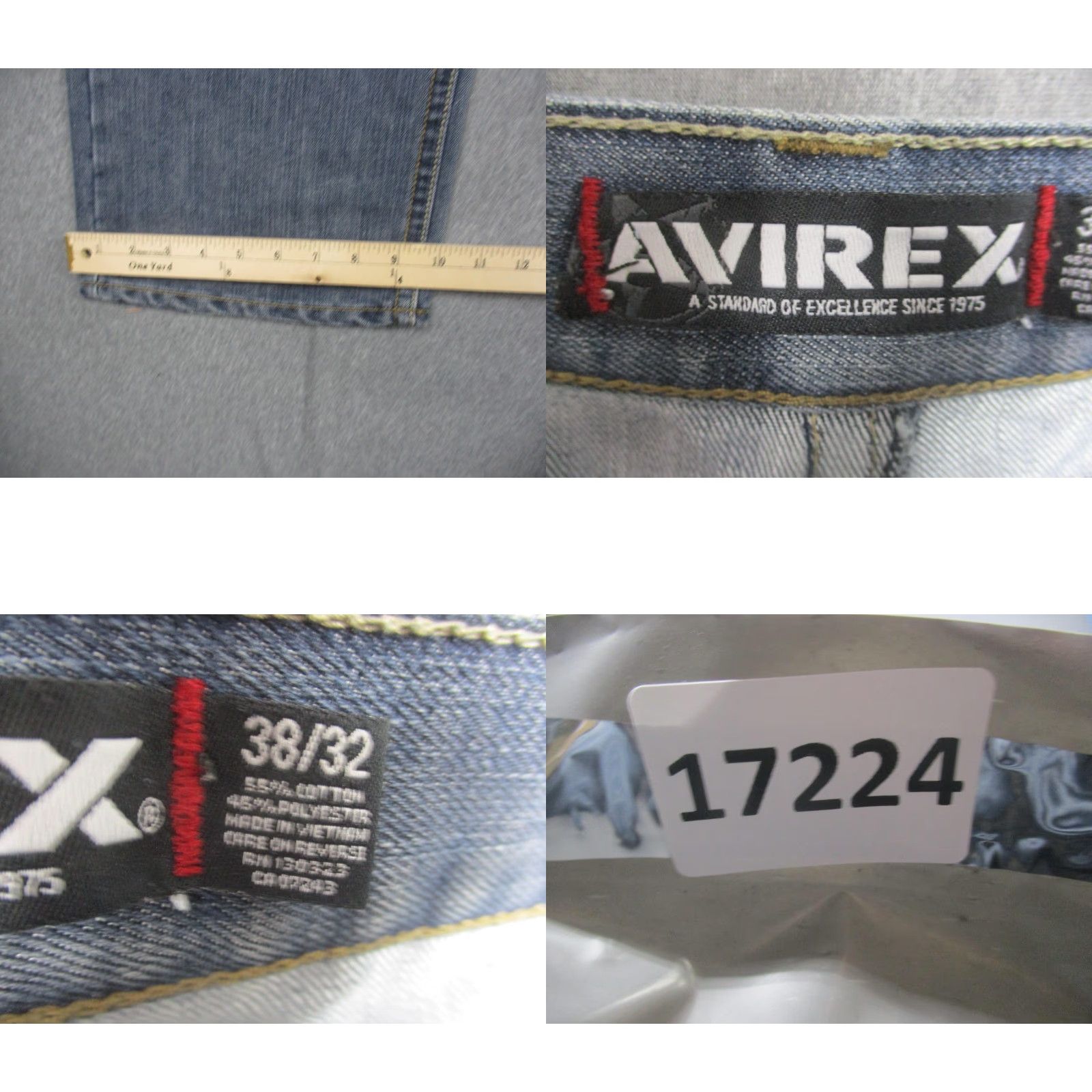 Avirex Avirex Jeans Mens 38x32 Blue Distressed Embroidered Back Pocket Straight Leg Denim Size US 38 / EU 54 - 8 Thumbnail