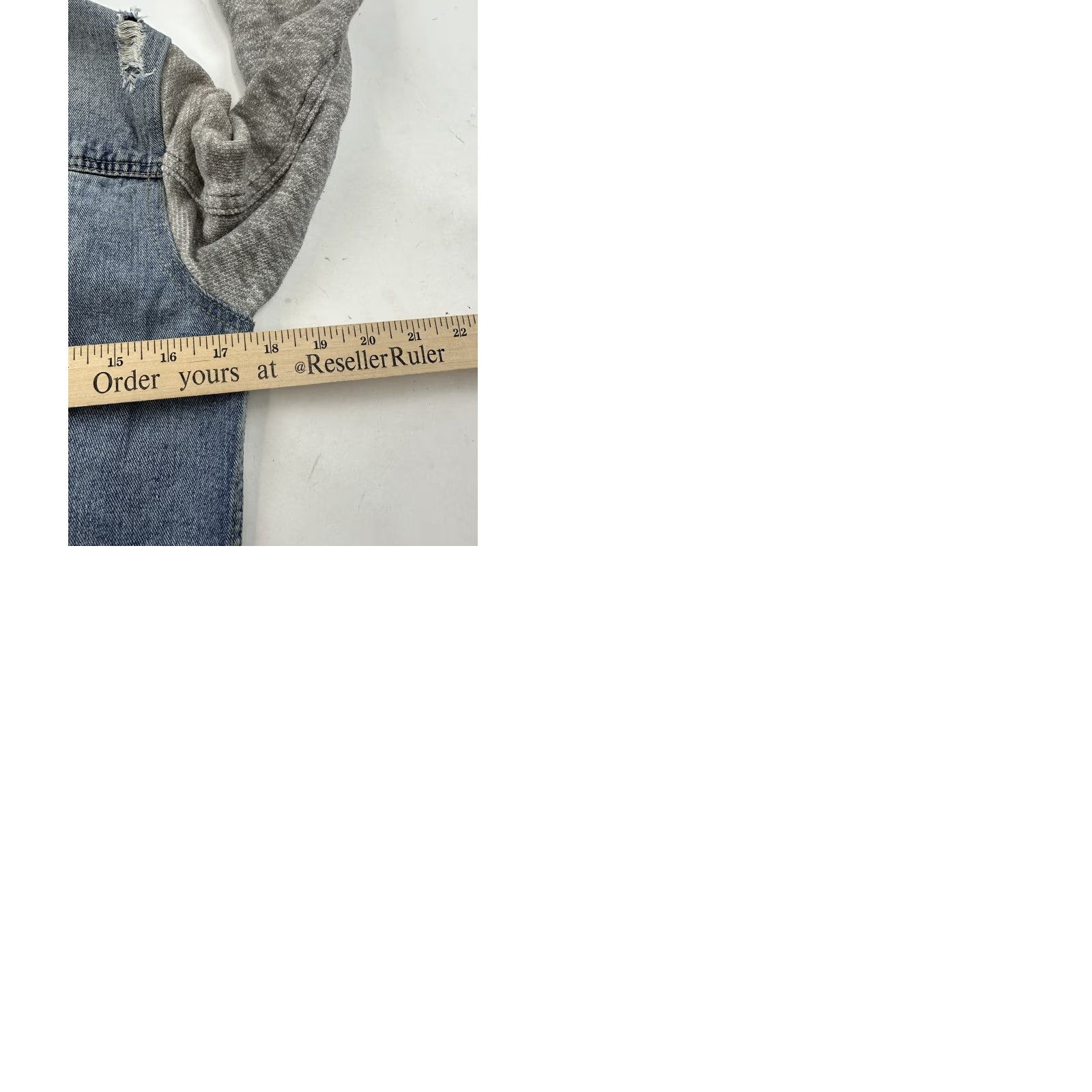 Free People VINTAGE Free People Jacket Womens S Blue Denim Gray Knit Sleeve Distressed Casual Size S / US 4 / IT 40 - 9 Thumbnail