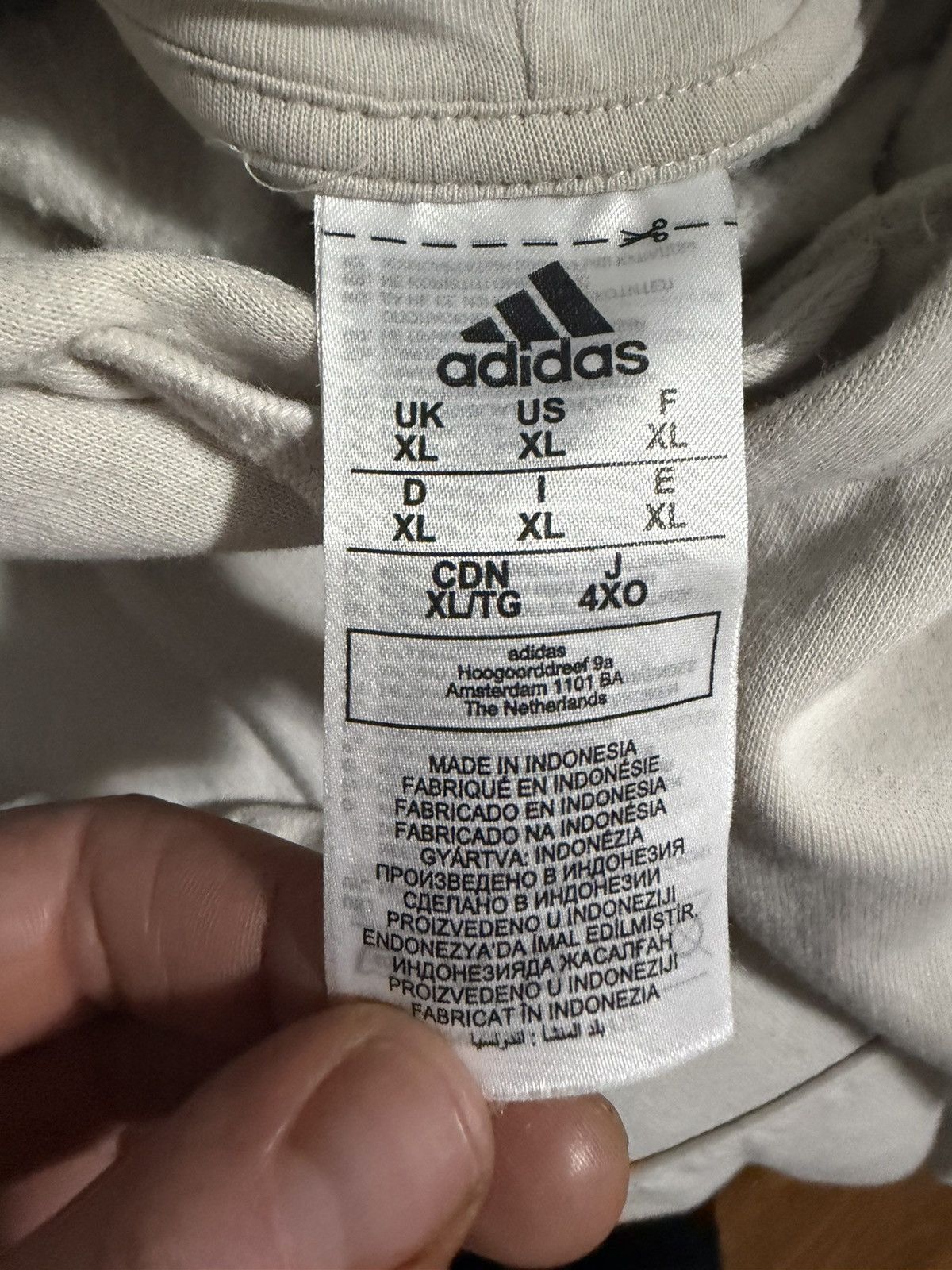 Adidas Adidas Men’s Off White Hooded Sweater Athletic Size XL. Size US XL / EU 56 / 4 - 6 Thumbnail