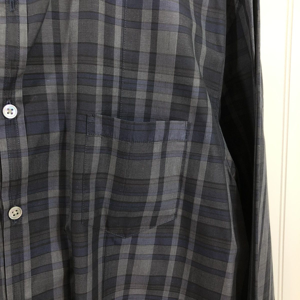 John Varvatos John Varvatos Plaid Slim Dress Shirt Grey XXL Size US XXL / EU 58 / 5 - 14 Thumbnail
