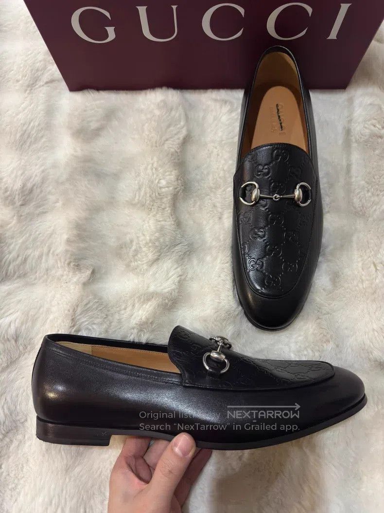 Gucci Guicci Full Print Horseshoe Buckle Black Loafers Leather S Size US 11 / EU 44 - 2 Thumbnail