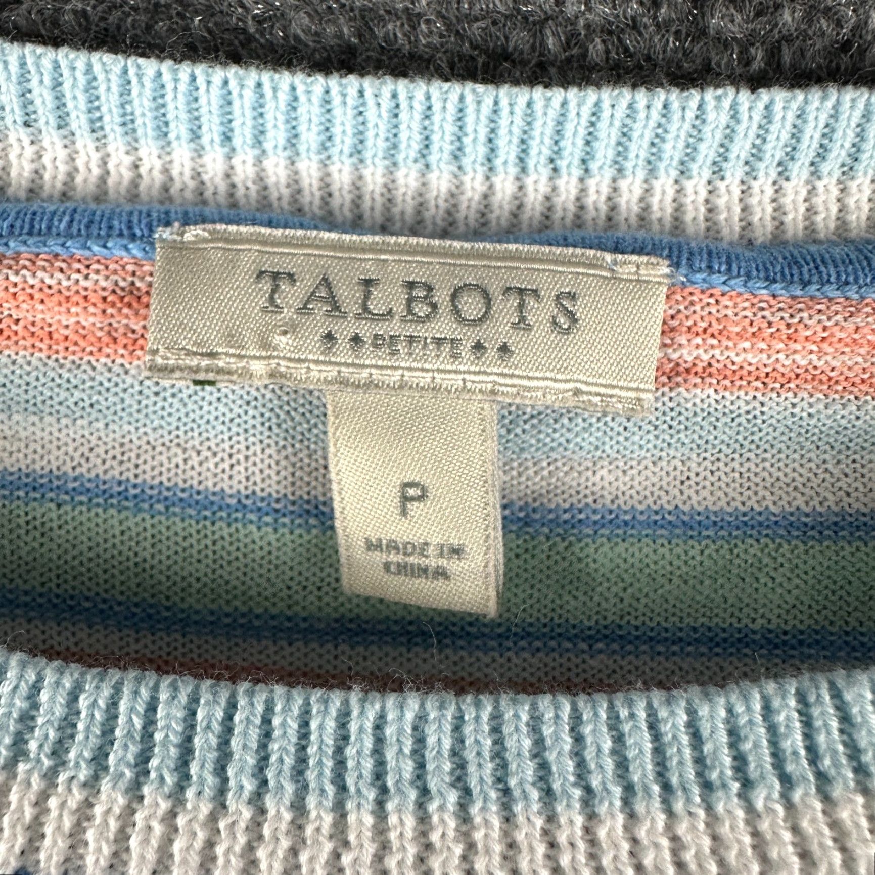 Talbots Talbots Sweater Womens Petite Pullover Striped Cotton Split Hem 3/4 Sleeve Multicolor Knit Round Neck Size XXS / US 00 / IT 34 - 4 Thumbnail