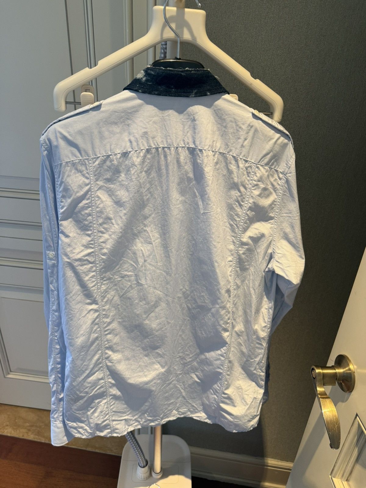 Balmain Blue shirt with denim collar size39 Size US M / EU 48-50 / 2 - 13 Thumbnail