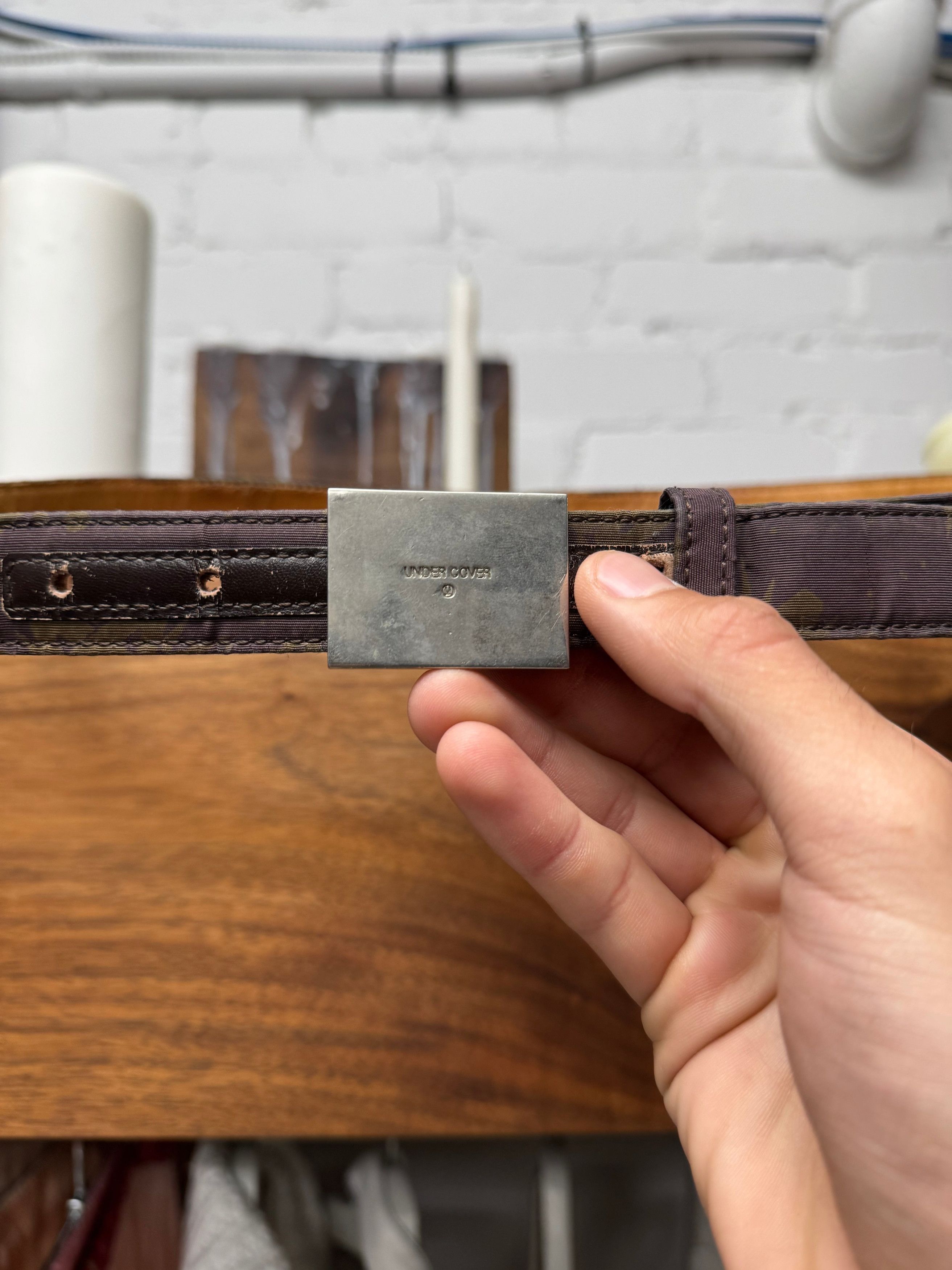 Undercover AW2001 Undercover ‘D.A.F.V.’ Square Buckle Thin Leather Belt Size ONE SIZE - 2 Thumbnail