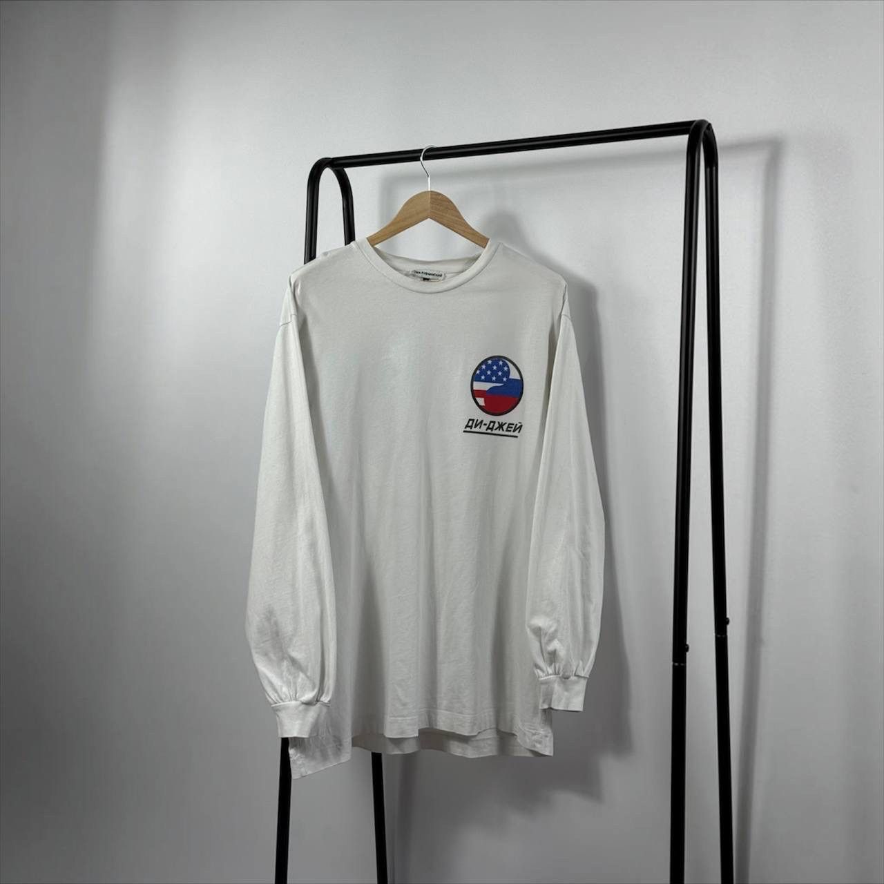 gosha rubchinskiy×18ss ゲームシャツ　XL相当 Gosha Rubchinskiy Gosha Rubchinskiy SS18 White Cyrillic Script