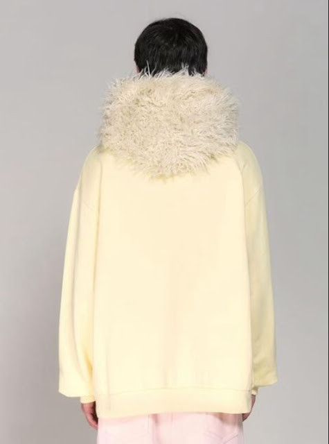 Marni o1w1db11024 Faux Fur Cotton Hooded Sweatshirt in Yellow Size US L / EU 52-54 / 3 - 2 Thumbnail