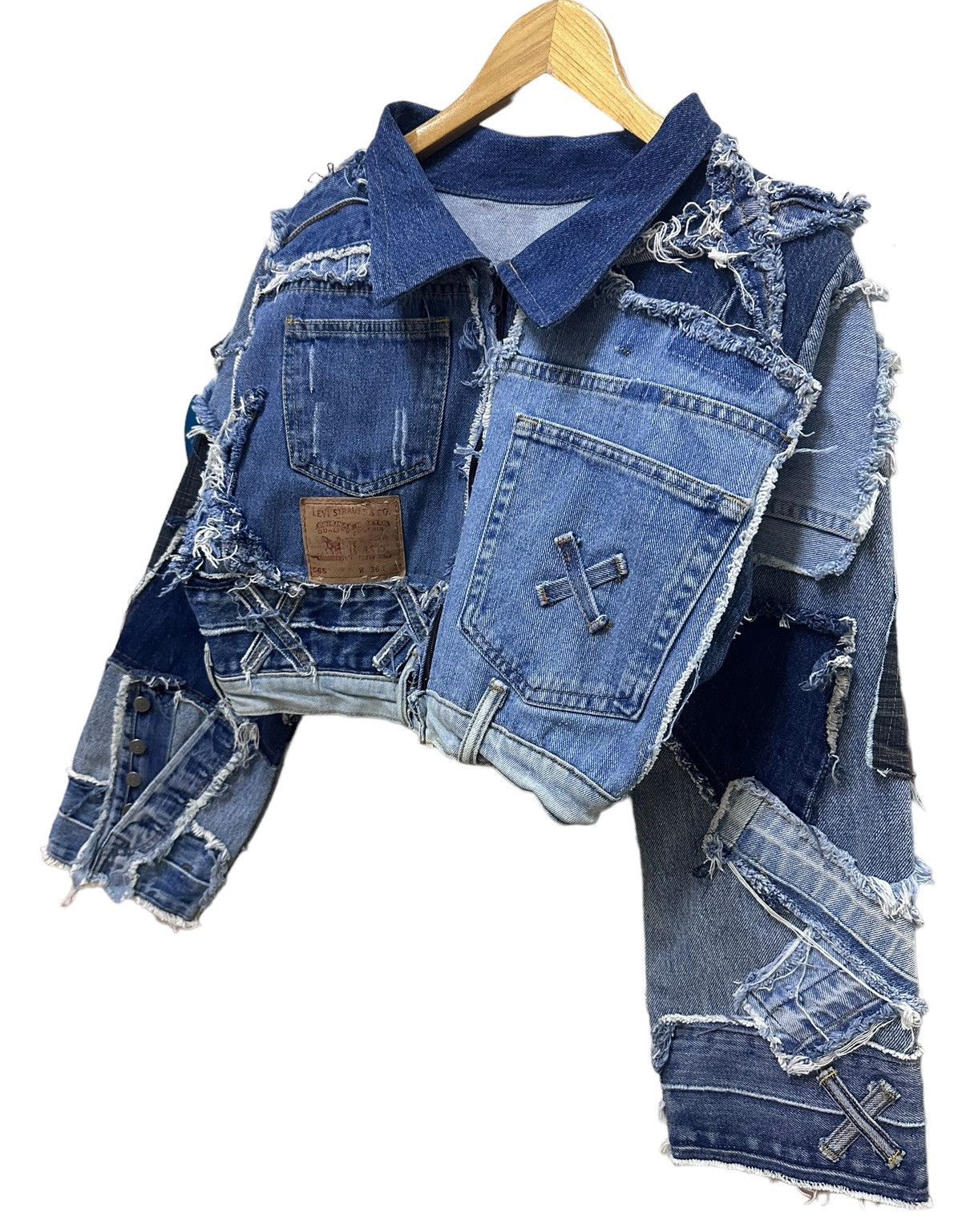 If Six Was Nine Reconstructed Levis Cropped Hagi Jeans Jacket RARE Size US M / EU 48-50 / 2 - 2 Thumbnail