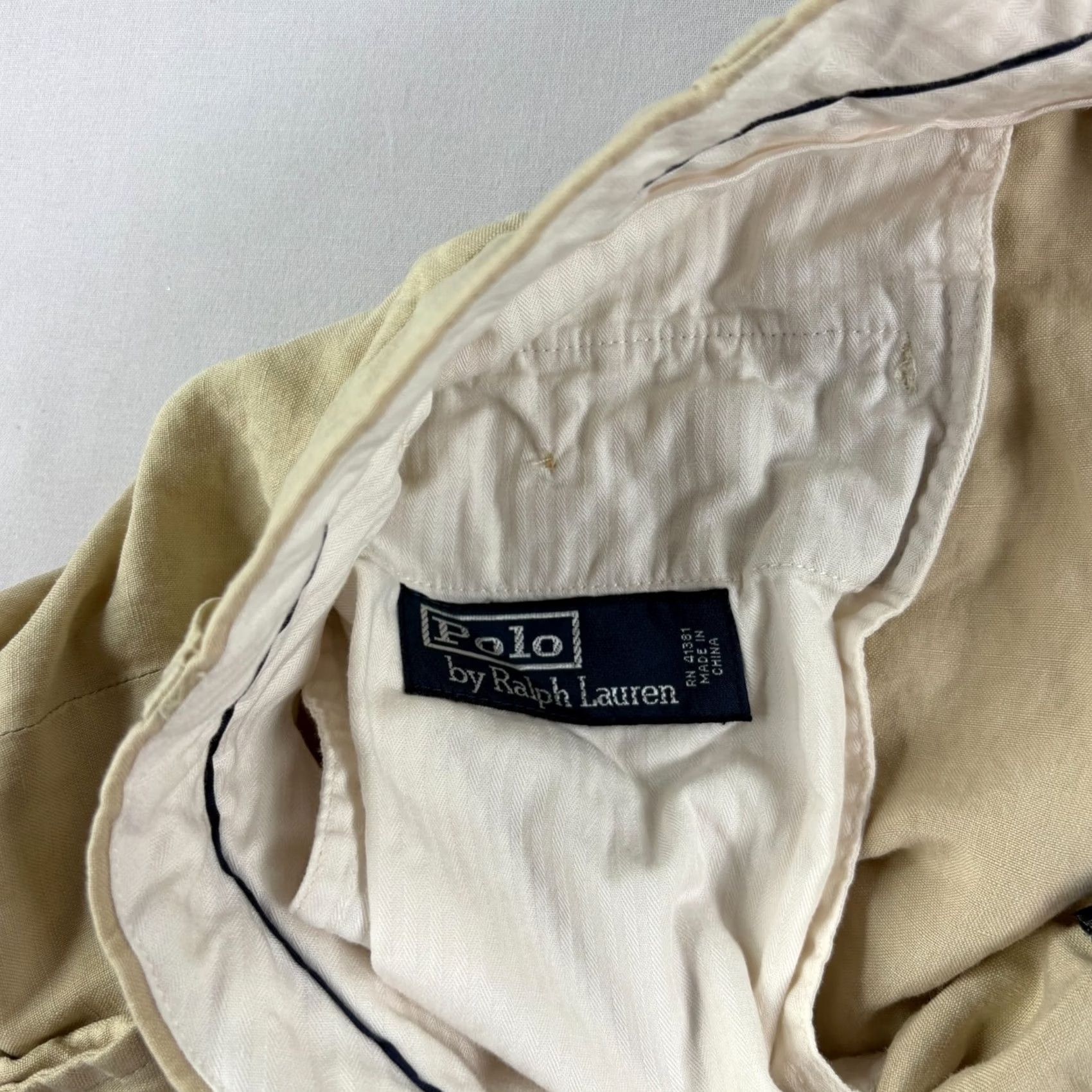 Polo Ralph Lauren VINTAGE Polo Ralph Lauren Pants Mens 36x26 Beige Linen Silk Straight Leg Beach Casual Flat Front Zip Size US M / EU 48-50 / 2 - 4 Thumbnail