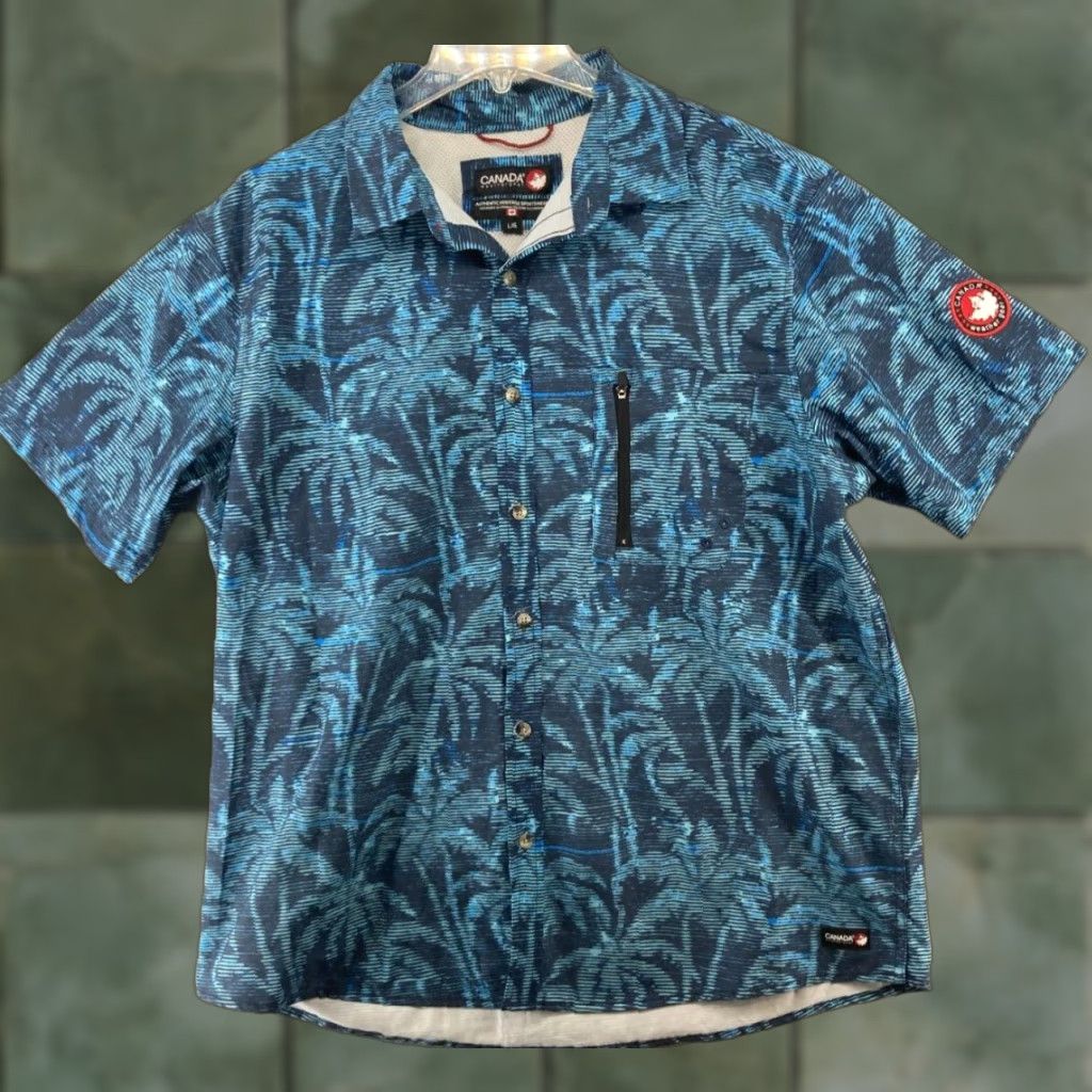 Vintage Canada Weathergear Mens Button-Up Shirt L Blue Outdoor Tropical Cotton Polyester Blend Casual Travel Workwear Size US L / EU 52-54 / 3 - 1 Thumbnail