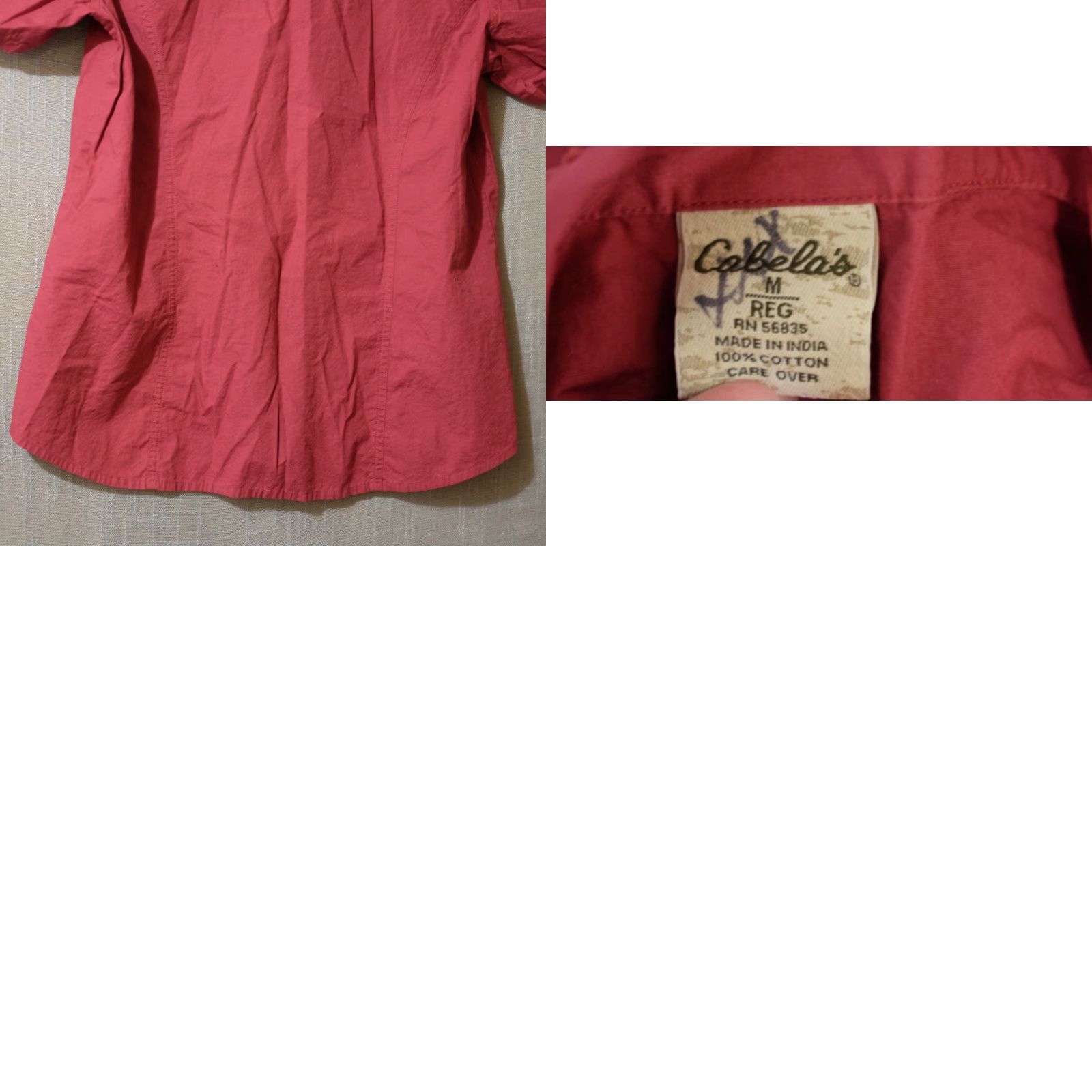 Vintage Cabela's Button-Up Shirt Collared 100% Cotton Dark Red Womens M Shirt Casual Size M / US 6-8 / IT 42-44 - 8 Thumbnail