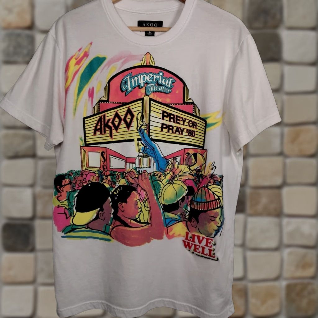 Imperial AKOO Shirt M Men T-Shirt White Crew Neck Short Sleeve Graphic Imperial Theater Live Well Streetwear Skate Hip Hop 80 Style Size US M / EU 48-50 / 2 - 1 Thumbnail