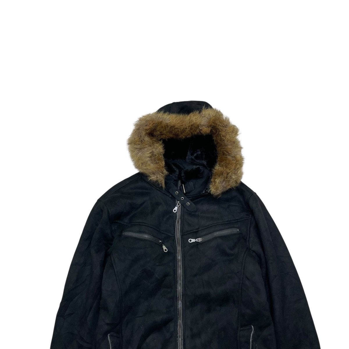 Le Grande Bleu (L.G.B.) 💥Vintage Thruxton Mole Skin Cross zip Faux fur Hooded Size US M / EU 48-50 / 2 - 3 Thumbnail
