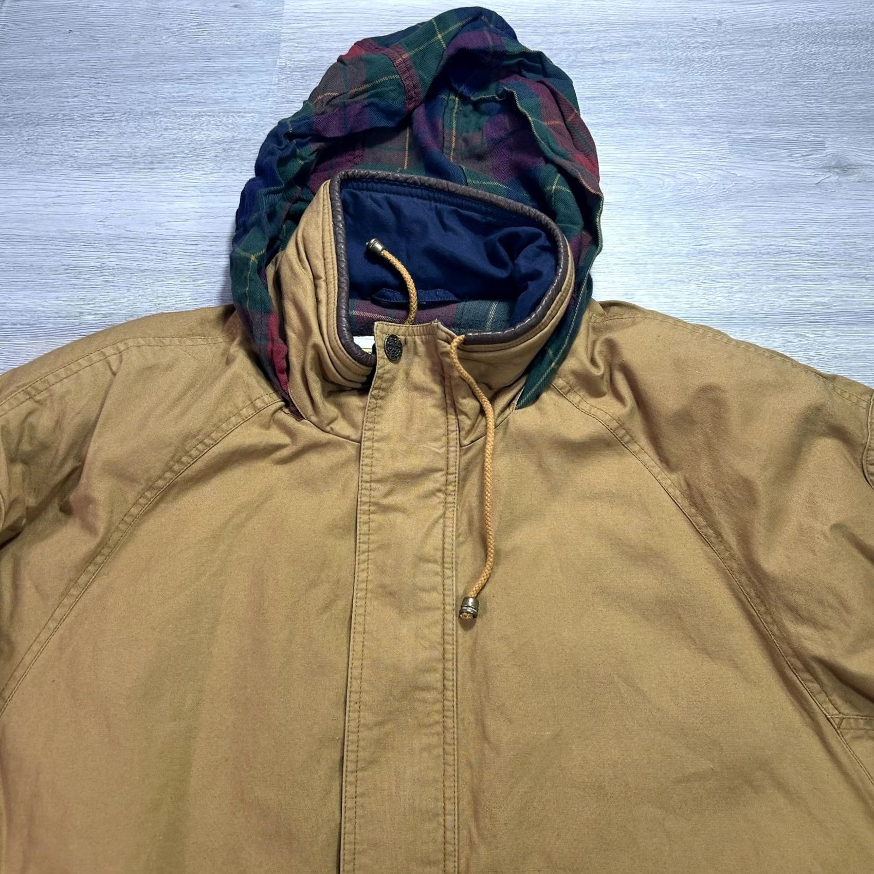 Vintage VINTAGE J.L. Colebrook Jacket Mens M Brown Hooded Canvas Parka Dijon Plaid Lining VTG Size US M / EU 48-50 / 2 - 4 Thumbnail