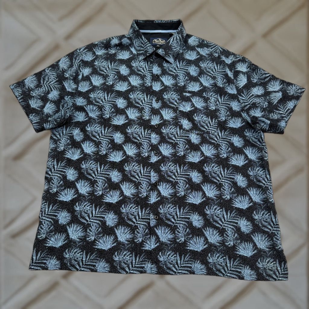 Nat Nast Nat Nast Luxury Originals Silk Cotton Button-Down Shirt Men XL Blue Black Floral Size US XL / EU 56 / 4 - 1 Thumbnail