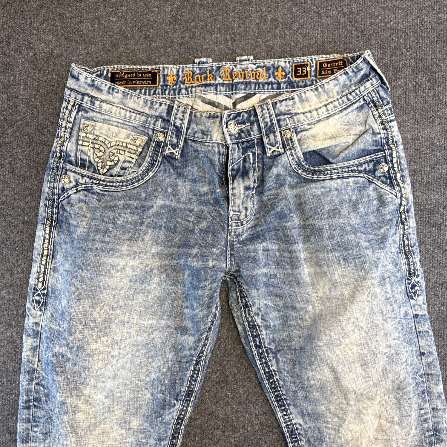 Vintage Rock Revival Jeans Men’s 36 Slim Bootcut Acid Wash Blue Cowboy 31in Inseam Mens Size US 36 / EU 52 - 4 Thumbnail