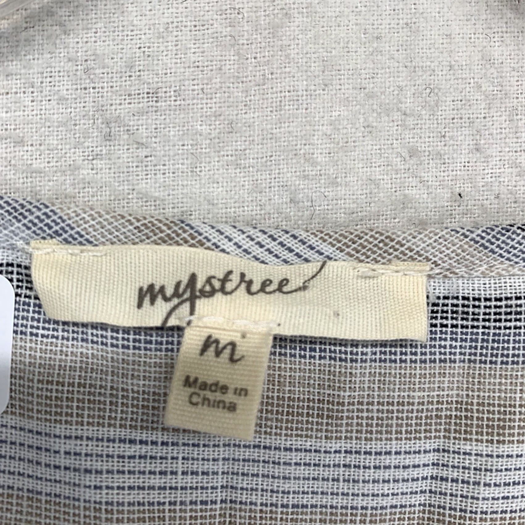 Vintage VINTAGE Mystree Women’s Medium Tunic Top Blouse Tie Neck Semi Sheer Stripes Earth Tones Boho Beach Summer Fashion Womens Size M / US 6-8 / IT 42-44 - 7 Thumbnail