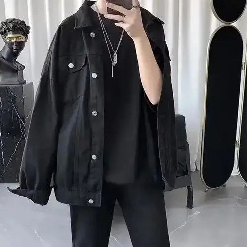 VIBE Black Oversized Harajuku Denim Jeans Jacket Size US M / EU 48-50 / 2 - 3 Thumbnail