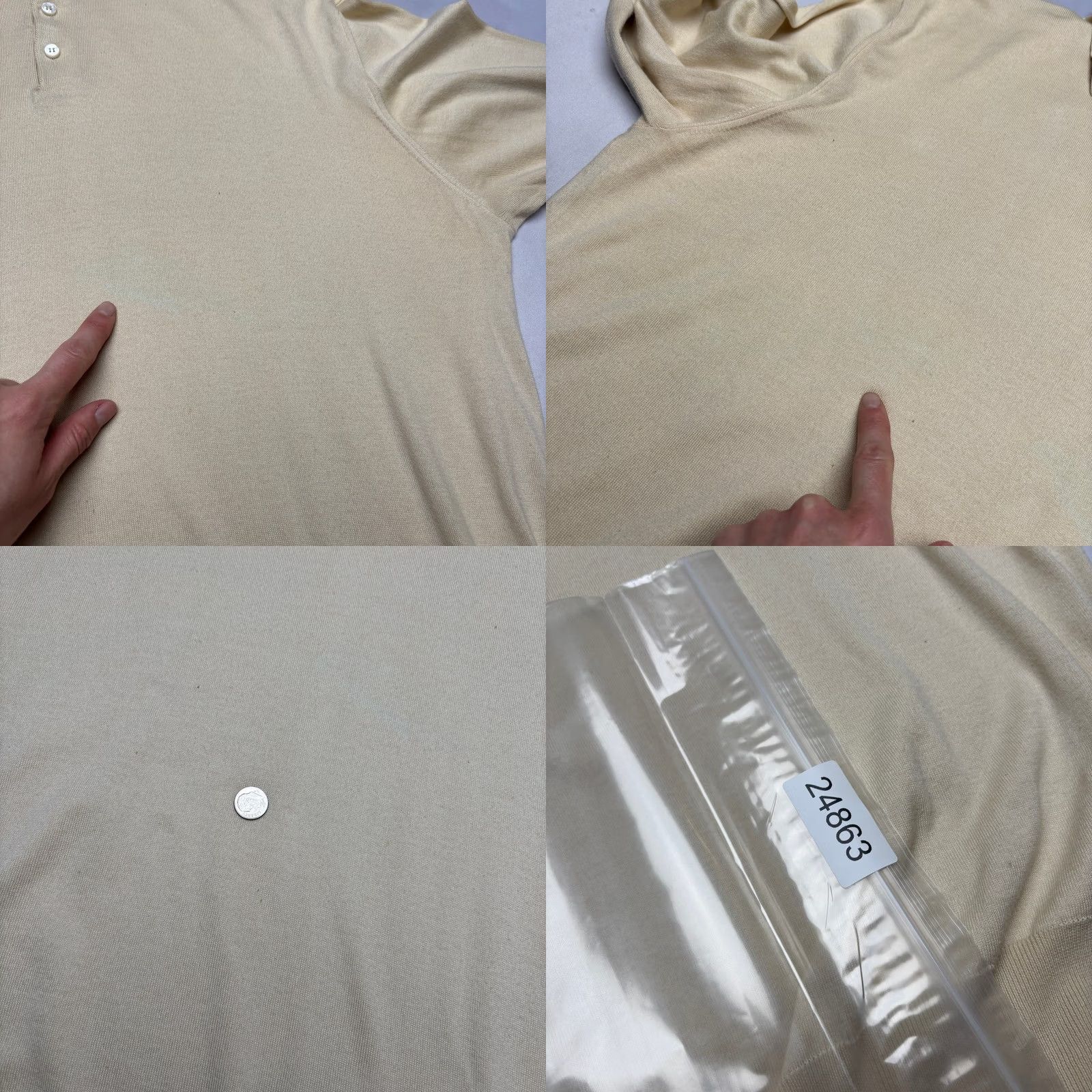 Loro Piana Loro Piana Polo Shirt Cotton Sweater Long Sleeve Men's 2XL Cream Quiet Luxury Size US XXL / EU 58 / 5 - 9 Thumbnail