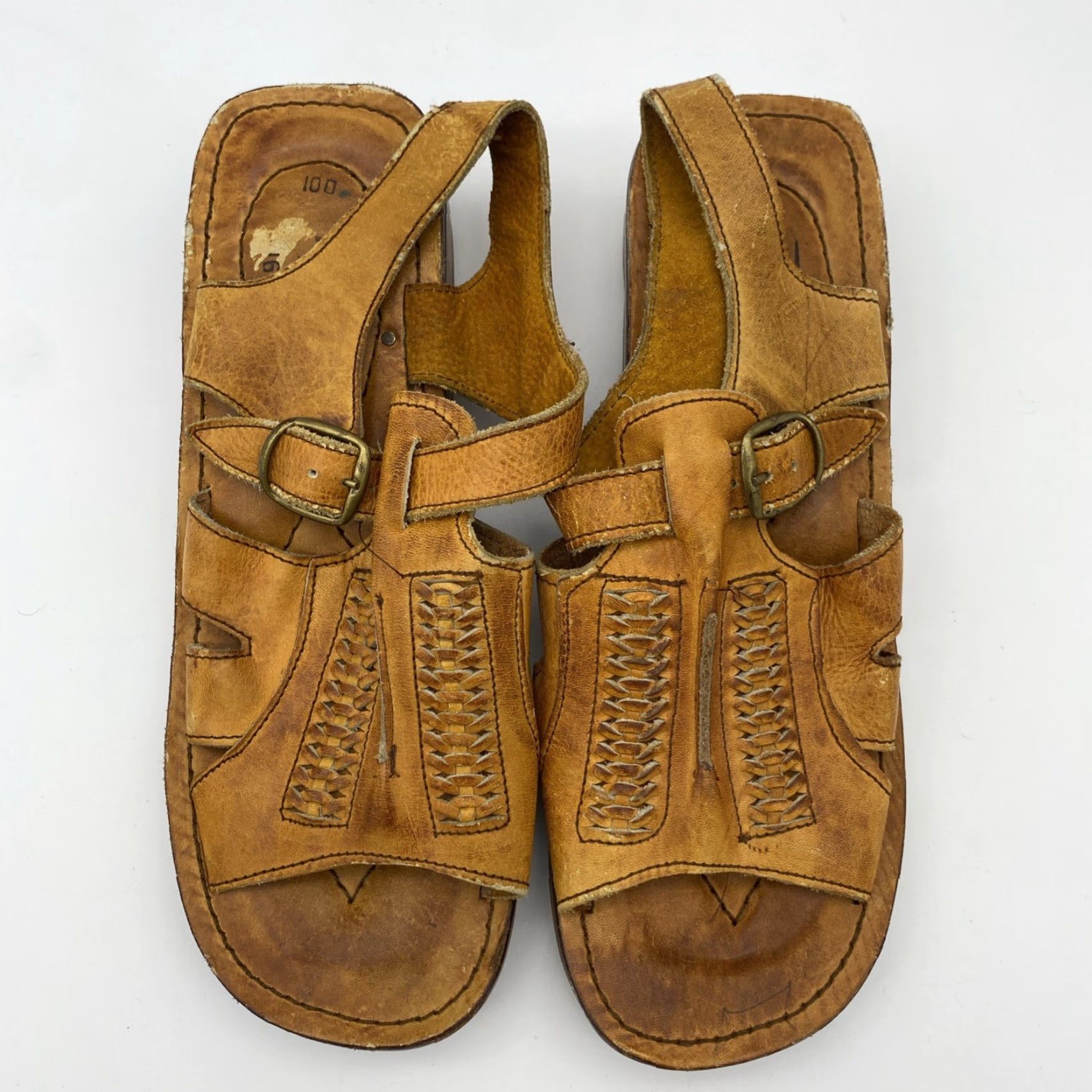 Etro VINTAGE Thom McAn 70s Woodworks Clogs Women’s Leather Woven Sandals Size 10 Retro Boho Hippie Size US 10 / IT 40 - 2 Thumbnail