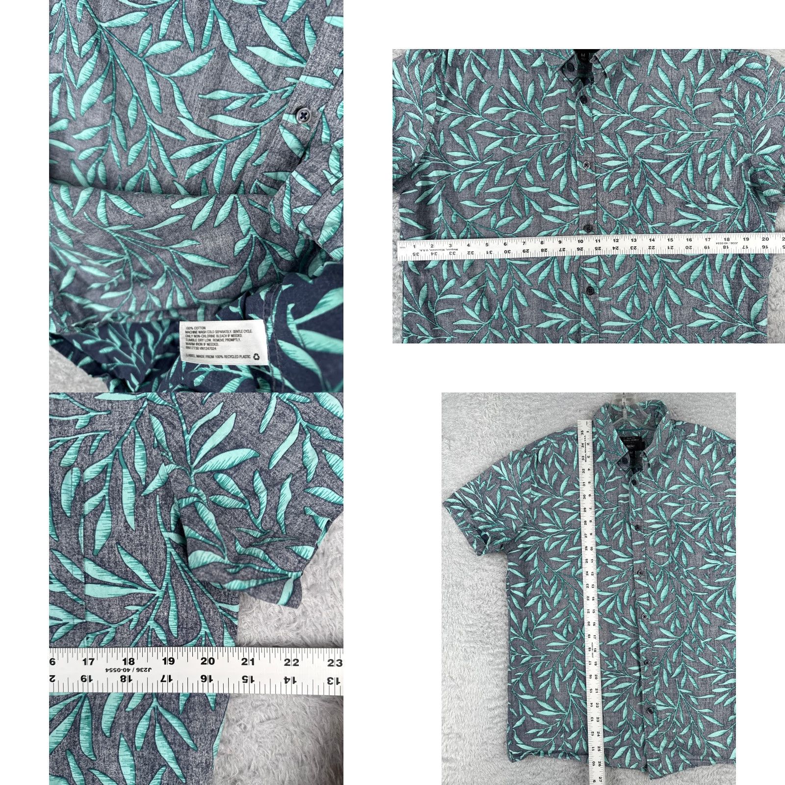 Mossimo Mossimo Shirt Men Medium Blue Floral 100% Cotton Slim Fit Hawaiian Inside Out Size US M / EU 48-50 / 2 - 8 Thumbnail